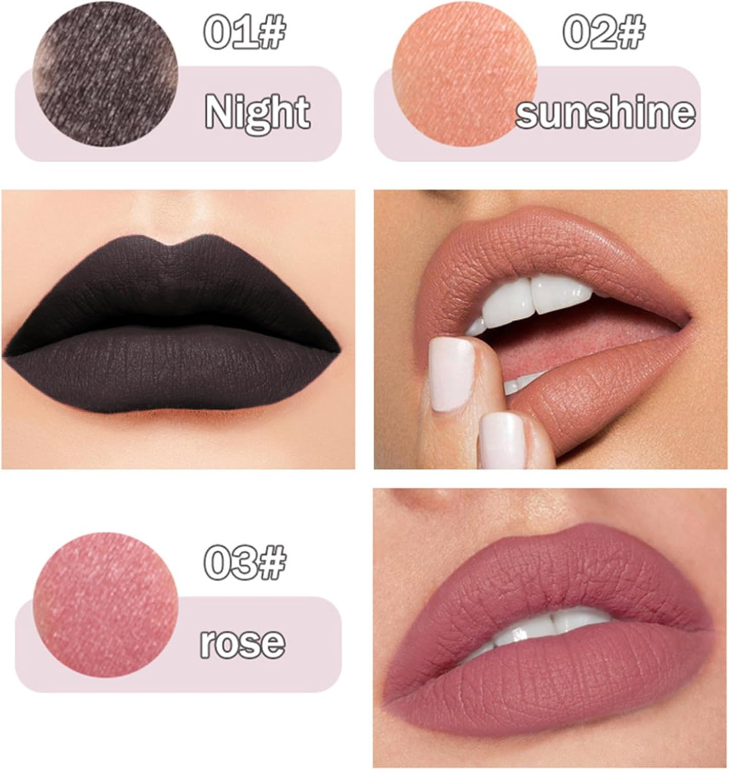 FEESHOW 1PC Velvet Matte Lipstick Highly Pigmented Color Rich Long Lasting Waterproof Non Transfer Lip Makeup Stick for Women Girls Nude Pink One Size image number 2