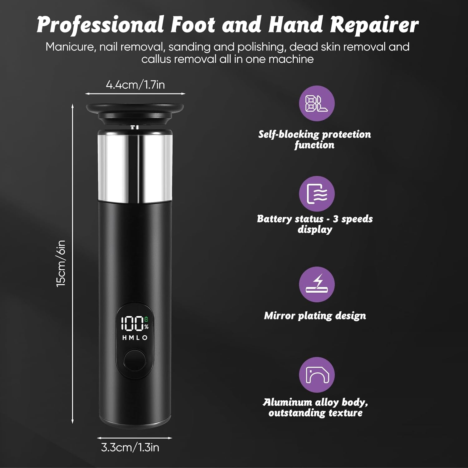 Electric Callus Remover, 2 in 1 Professional Callus Remover, Electric, Rechargeable, Adjustable Pedicure Foot File with 60 Pieces and 10 Pieces Polishing Disc Replacement image number 1