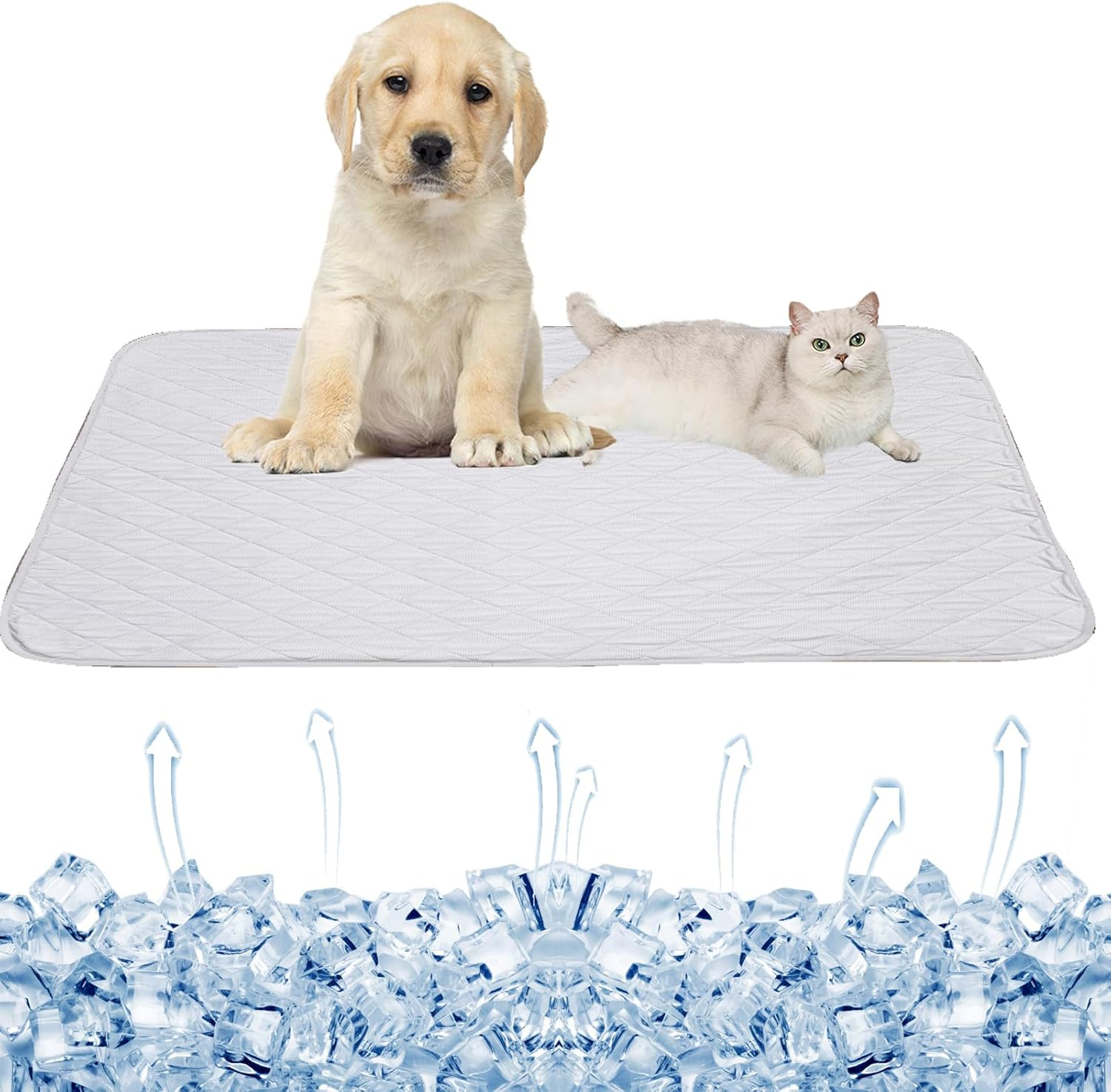 SEIS Dog Ice Pad Ice Silk Cats Kennel Mat Pet Cooling Pad Summer Cool Bamboo Mat Breathable Pad (Solid Gray, L image number 1