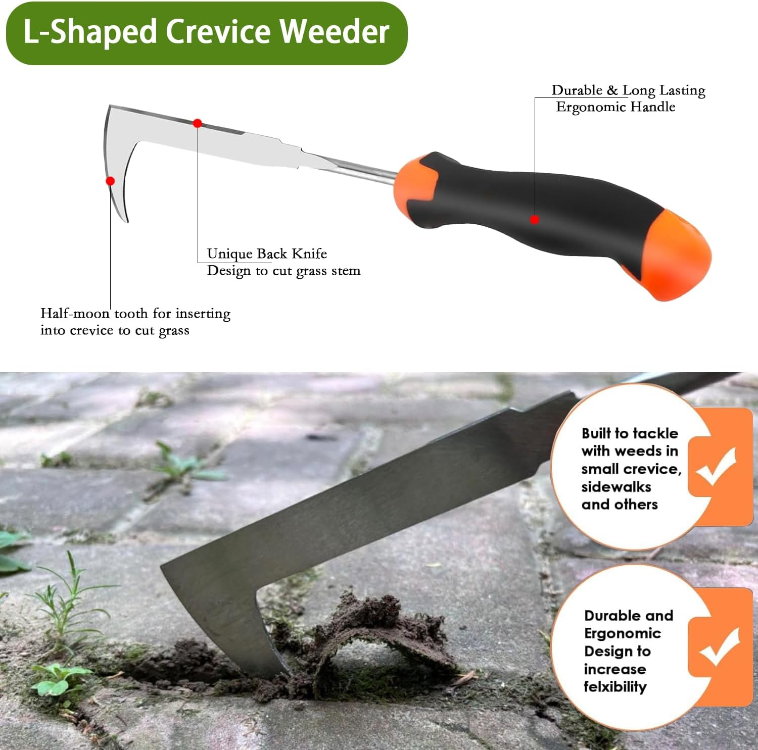 Hand Weeder Set with Garden Gloves with Claws for Yard, Lawn, Patio and Garden Care | 4-Tine Tool & Comfort Grip image number 1