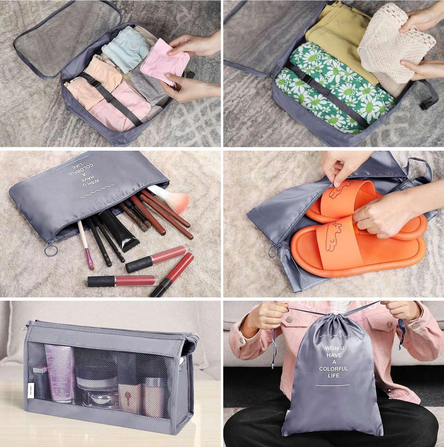 Travel Packing Cubes Set,9 Set Packing Cubes Luggage Packing Organizers for Travel Accessories image number 1