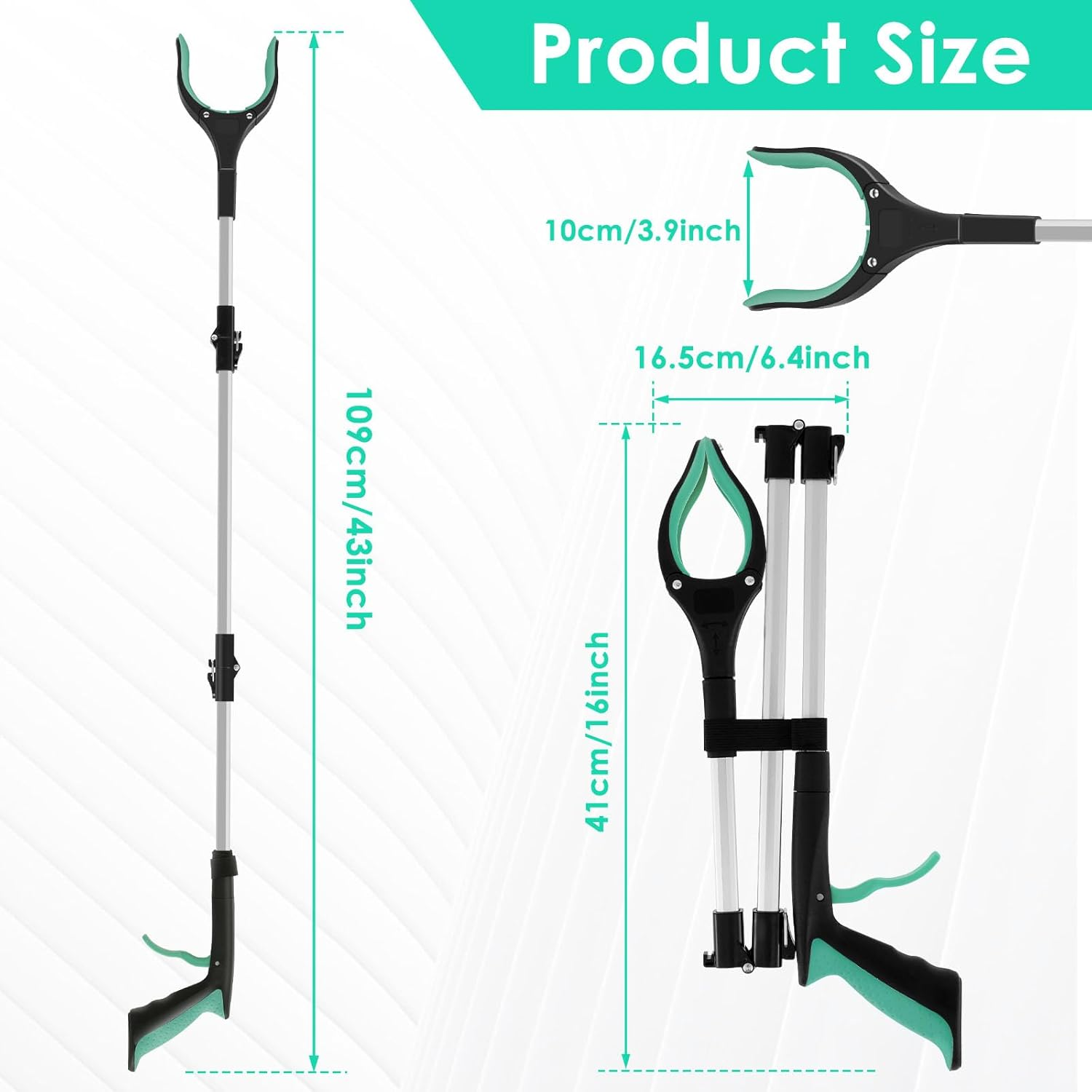 Litter Picker Grabber Stick Handy Helping Hand Grabber for Disabled Foldable Litter Grabber with Non-Slip Jaws Portable Grabber Pickup Tool Grabber Reaching Aid for Elderly Indoor Outdoor 43In Pouywh image number 1