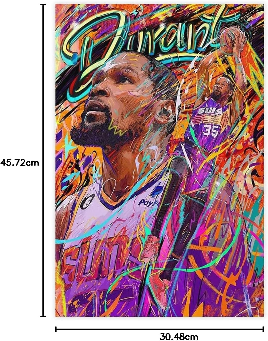 YANGGUANG Kevin Durant Poster Canvas Poster Bedroom Decor Sports Landscape Office Room Decor Gift Unframe: 12X18Inch(30X45Cm) - Kevin Durant Poster image number 4