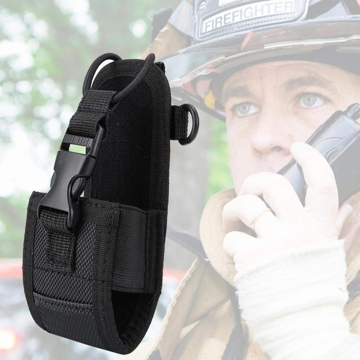 Folany Walkie Talkie Holder, Universal Pouch Case for Two Way Radio, Adjustable Shoulder Strap, Multi-Function Pouch for Police, Fire, Rescue Personnel