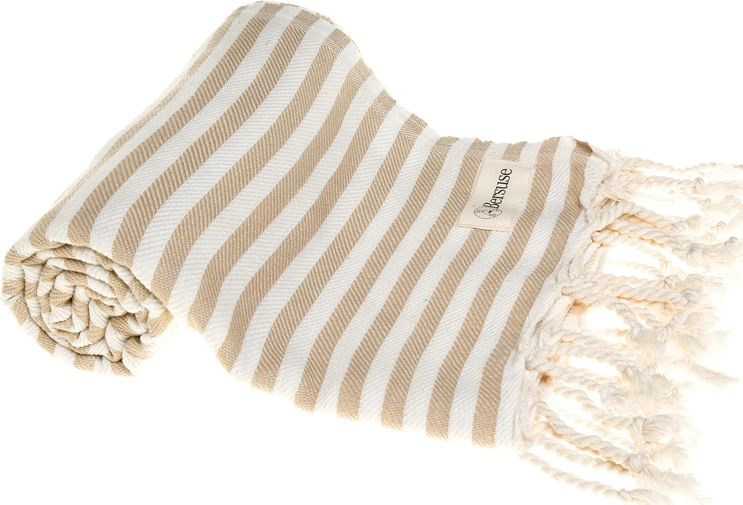 Bersuse 100% Cotton Malibu Turkish Towel - 37X70 Inches, Beige