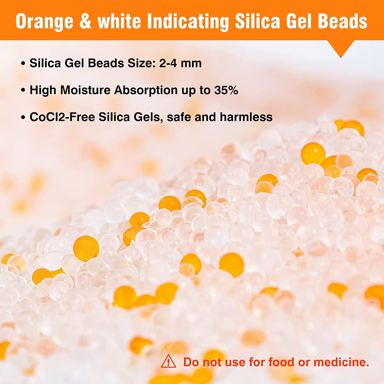 Durimoiy 5.2 LBS Silica Gel Beads Reusable Indicating Desiccant Beads Silica Gel Desiccant for Electronic Drying, Cabinet Storage (Industry Standard 2-4 Mm) image number 2