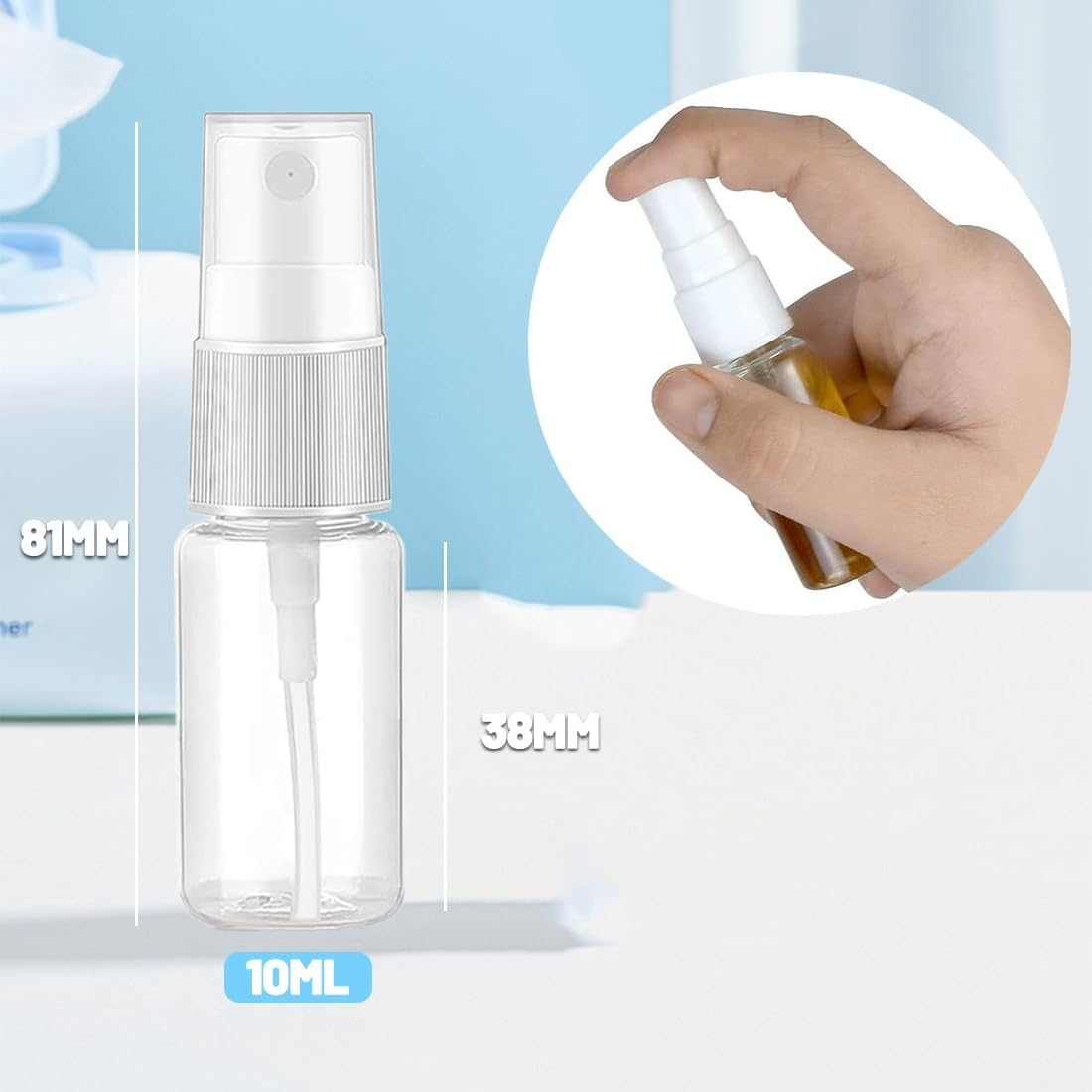 GGUFAY 10 X 10 Ml Spray Bottle, Small, Cosmetic Mist Bottle Atomiser, Spray Bottle, Transparent Empty Fine Mist Spray Bottle, Travel Atomiser Mini Spray Bottle, for Perfumes, Water Alcohol image number 2