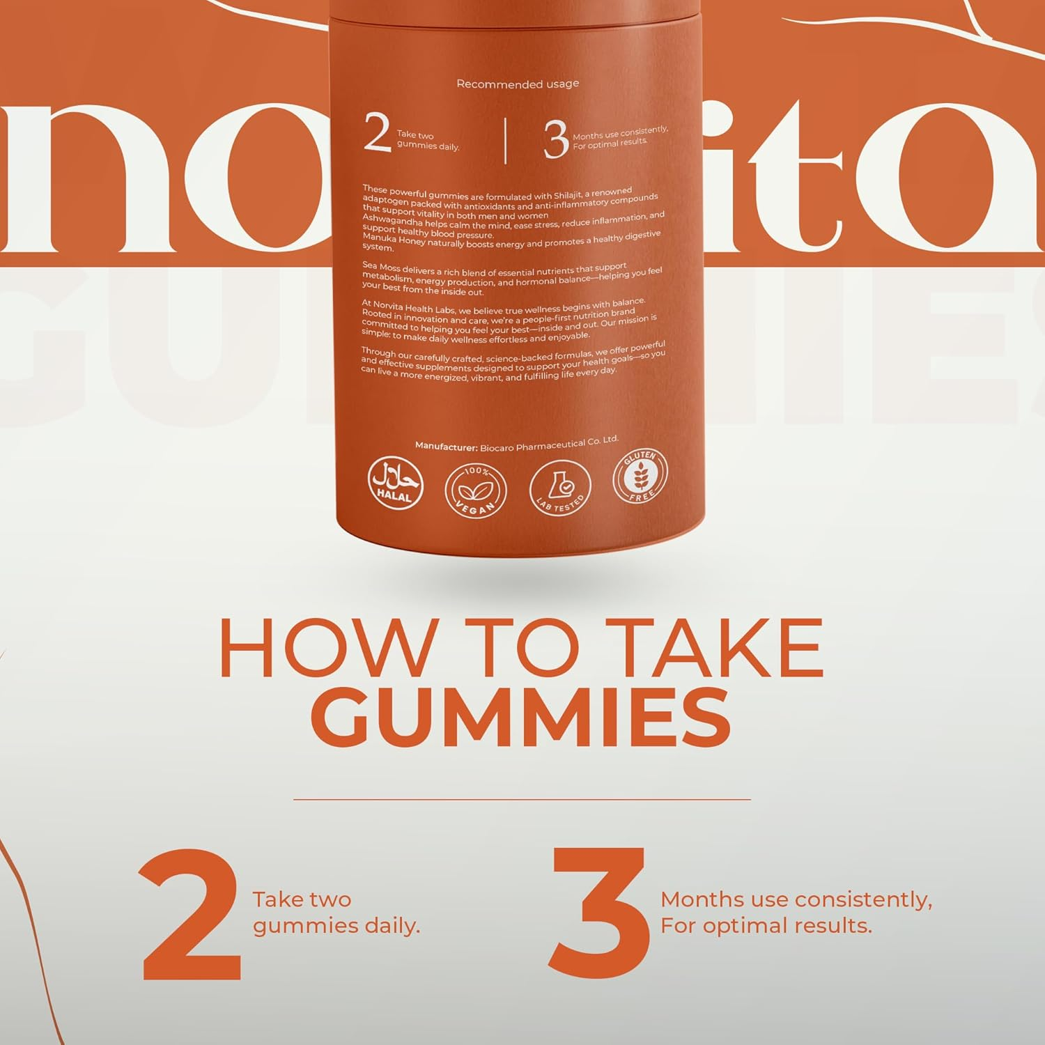 Norvita Pure Himalayan Shilajit Gummies Men & Women with Ashwagandha| Manuka Honey| Sea Moss| Black Seed Oil| Fulvic Acid & 85+ Trace Mineralsi Prenatal Vitamins image number 5