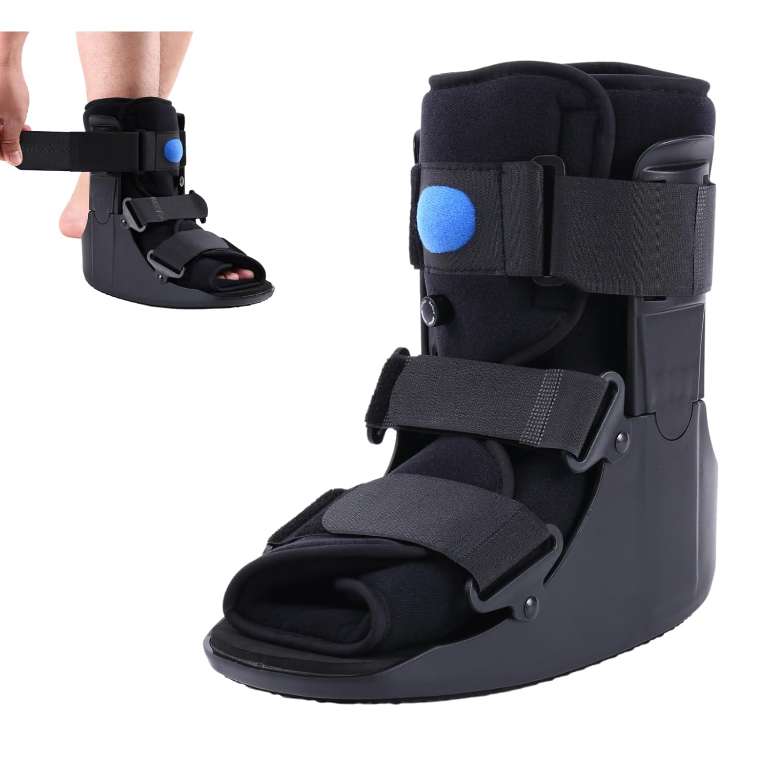 Short Walker Fracture Boot Air Walker Boot Inflatable Walking Boot for Fractures, Achilles Tendon Surgery, Acute Ankle Sprains, Broken Toe Foot, Injury Recovery Black (S)