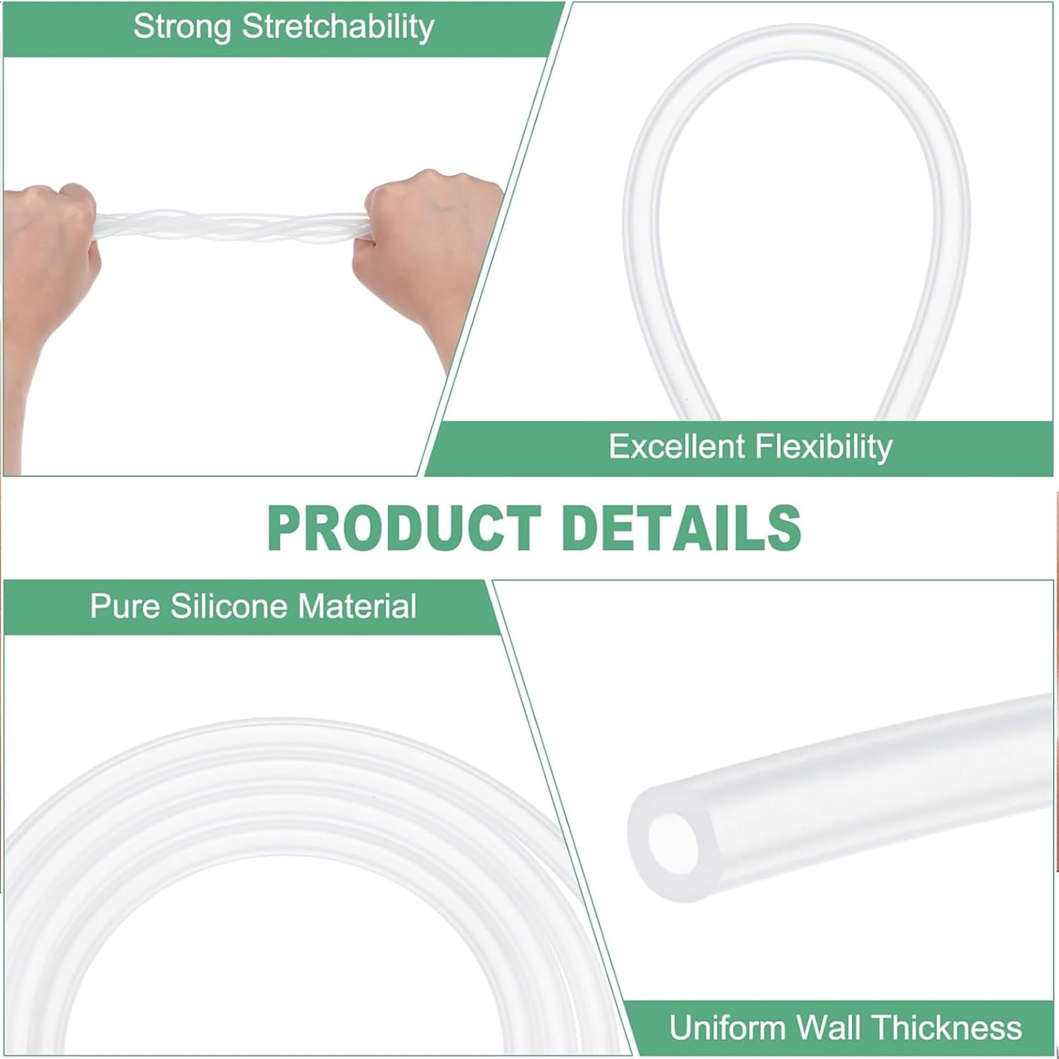 Yeanifeana Clear Flexible Silicone Tube 6Mm ID X 10Mm OD (6.5Ft/2M), Food Grade Silicone Rubber Tubing for Water, Air, Medical & DIY Projects image number 3