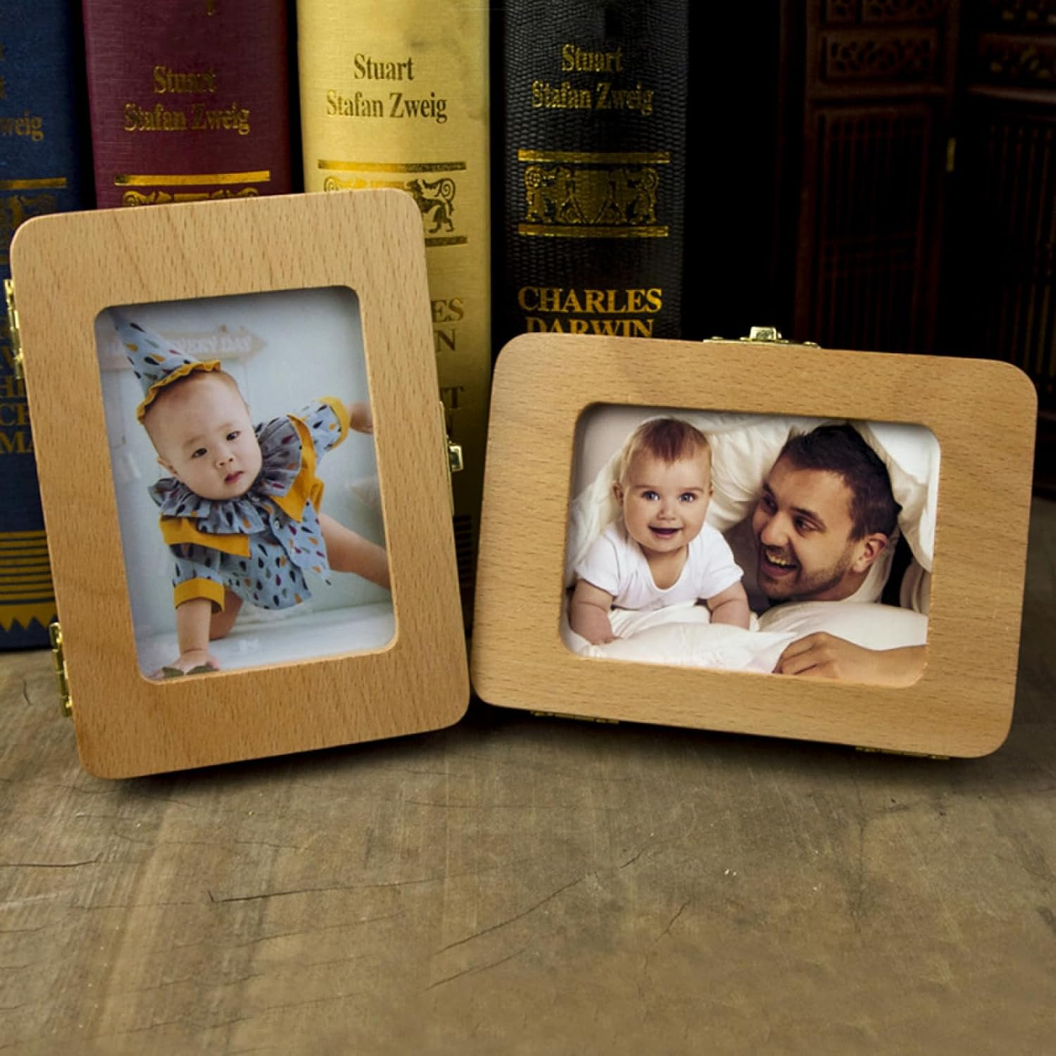 Daseeme Baby Tooth Box Wooden Dental House Children Baby Teeth Drop Box Hoto Frame Teeth Hair Storage Container Holder Saver Memorial Box with Various Accessories image number 4