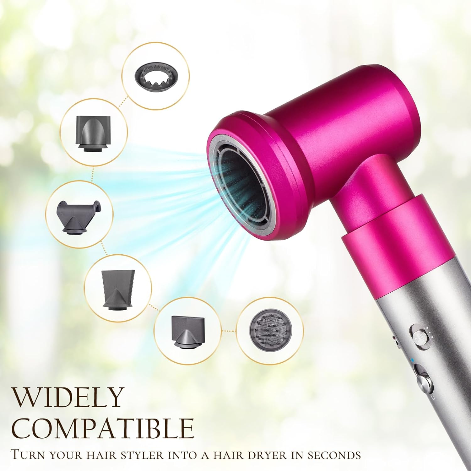 Upgraded Adaptor and Diffuser Replacement for Dyson Airwrap Attachments, Use the Diffuser Attachment Replacement for Dyson Airwrap to Shape Hair in Variety of Styles (Rose) image number 1