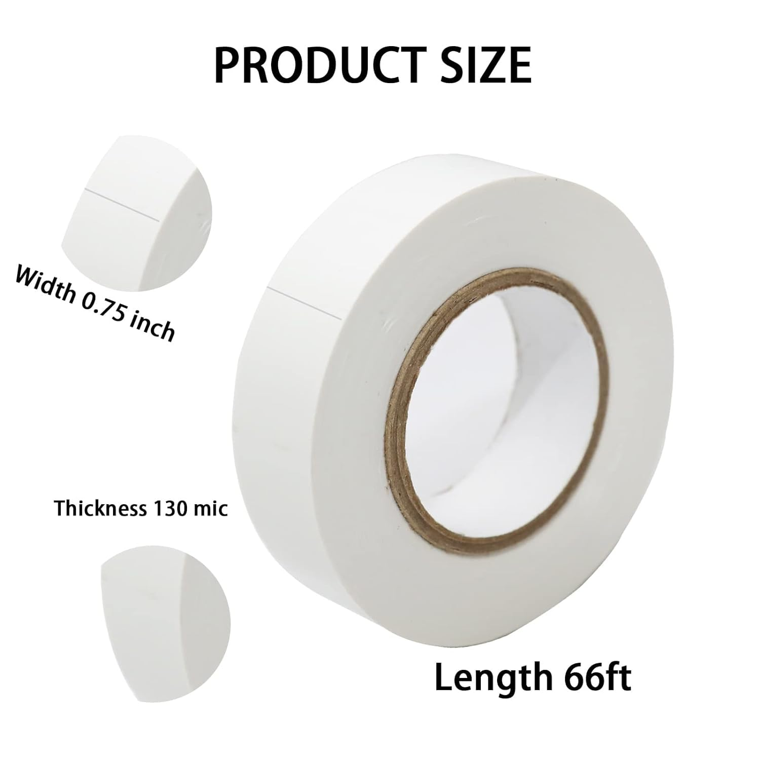 Wzenclave 6 Rolls White PVC Electrical Insulation Tape 1.6Cm&times;15M - Waterproof Flame-Retardant Easy Tear for Automotive Wiring Harness, Electronic Parts & Supplies Connectors Masking image number 5