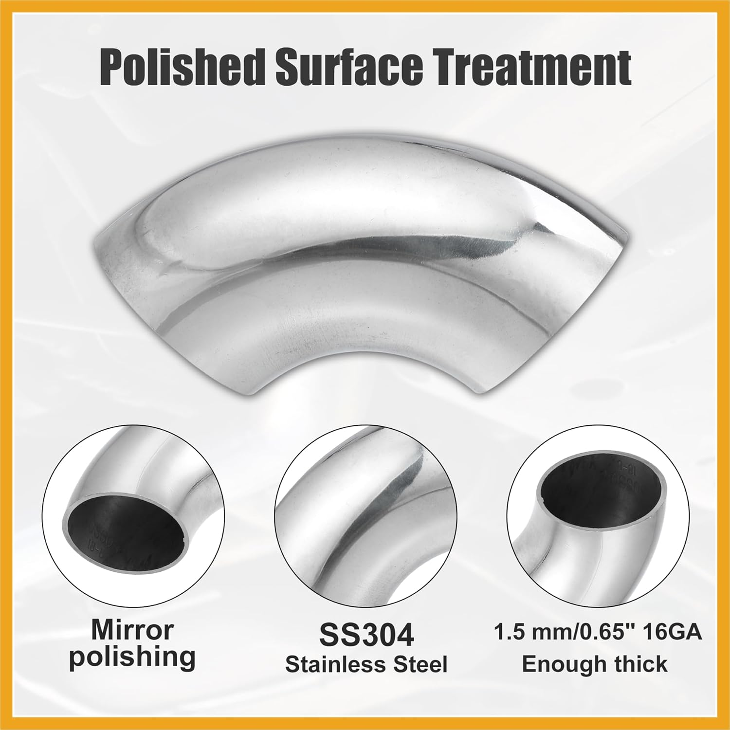 1Pcs OD 1.5 Inch 90 Degree Mandrel Bend Elbow SS304 Stainless Steel Bend Tube Exhaust Elbow Pipe for Car Modified Exhaust System 1.5" Piping Silver Tone