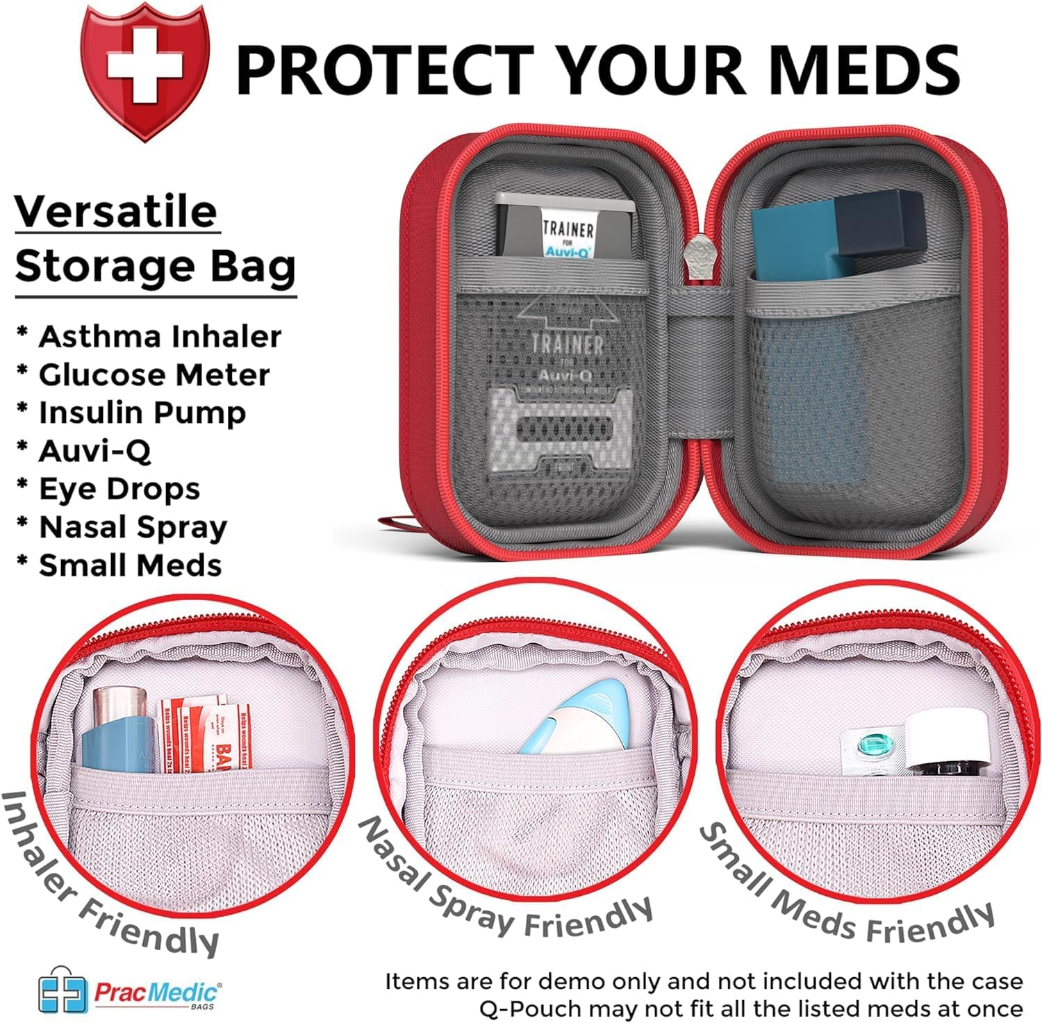 Pracmedic Bags Insulated Medical Pouch and Medication Travel Organizer- Lightweight, Compact- Holds Auvi Q, Anti-Histamine Tablets, Nasal Spray, Eye Drops, Small Meds image number 5