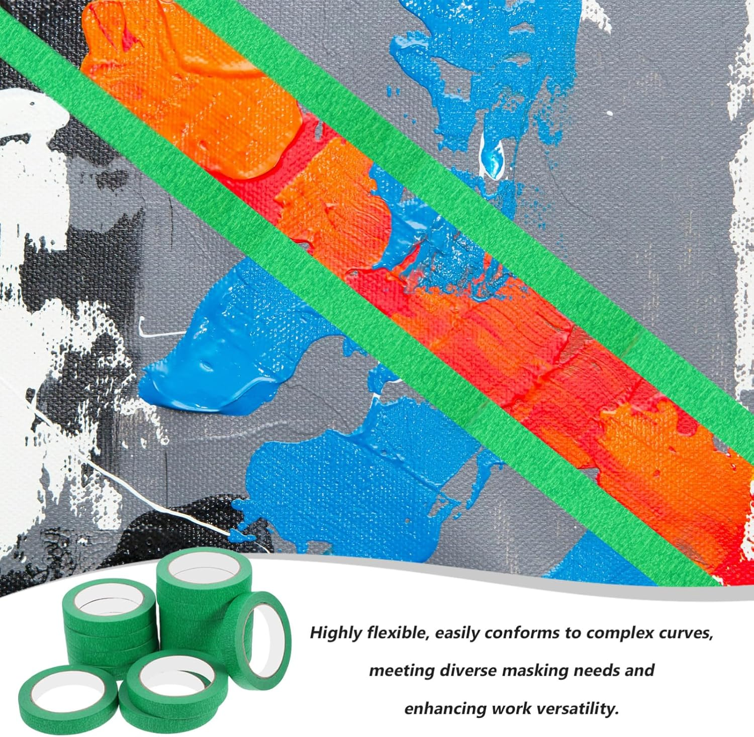 OSALADI 14Rolls Painters Tape Masking Paper Green Multi-Surface Paint Masking Tape for Painting Car Detailing DIY Arts Craft Home Office School Projects - Yellow image number 5