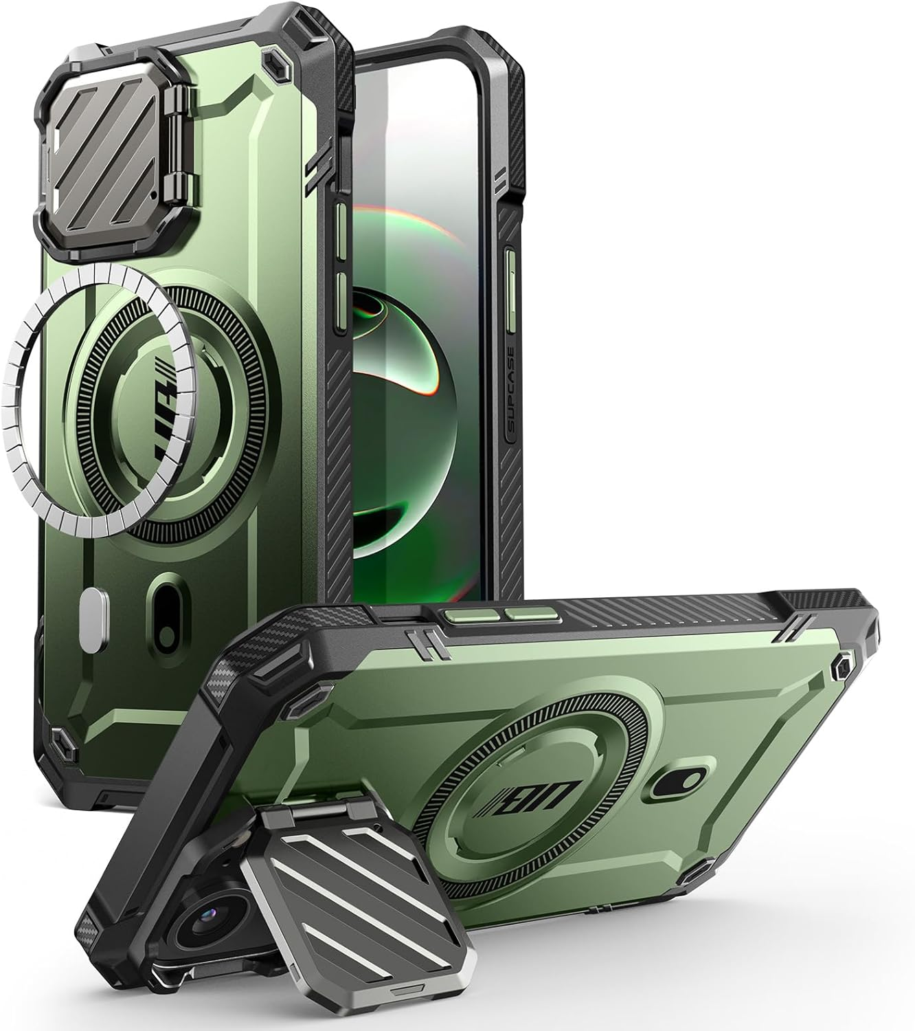 SUPCASE for Iphone 16E/15/14/13 Case with Camera Cover Stand (Ubmag XT), [Compatible with Magsafe] [Built-In Kickstand] [Military-Grade Protection] Heavy Duty Case for Iphone 16E 6.1", (Guldan)