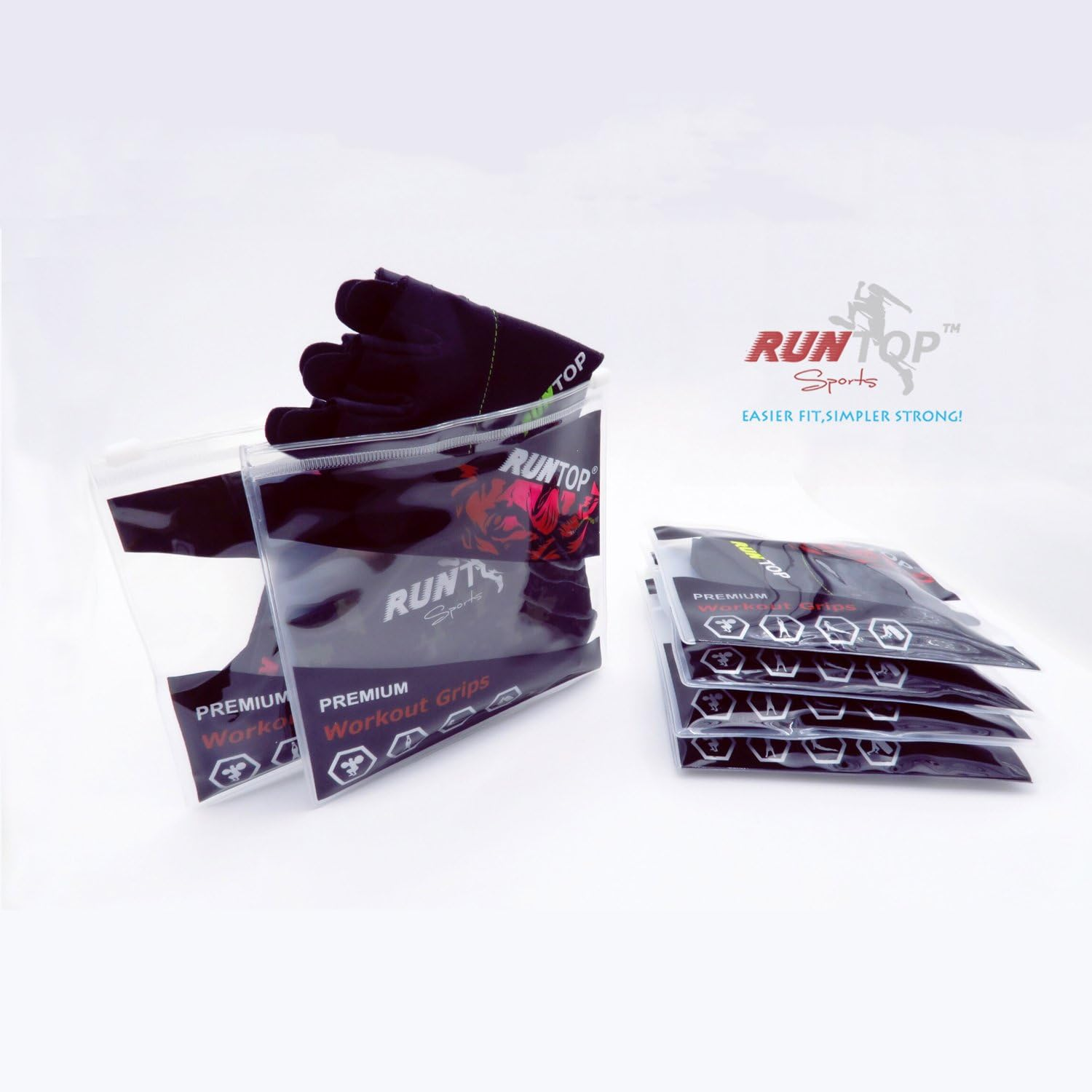 RUNTOP Workout Gloves Weight Lifting Grips with Silicon Padding Exercise Gloves Perfect for Women Men Crossfit Training WODS Weightlifting Bodybuilding Powerlifting Gym Fitness image number 5