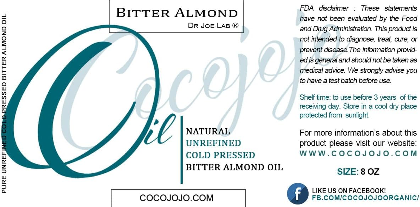 Dr Joe Lab Bitter Almond Oil - 8 Oz 100% Pure, Cold Pressed, Non-Gmo, Vegan, Extra Virgin, All Natural, Perfect for Body, Hair, Skin, Nails, Facial Hair, Lashes, Eyebrows - Packaging May Vary image number 3