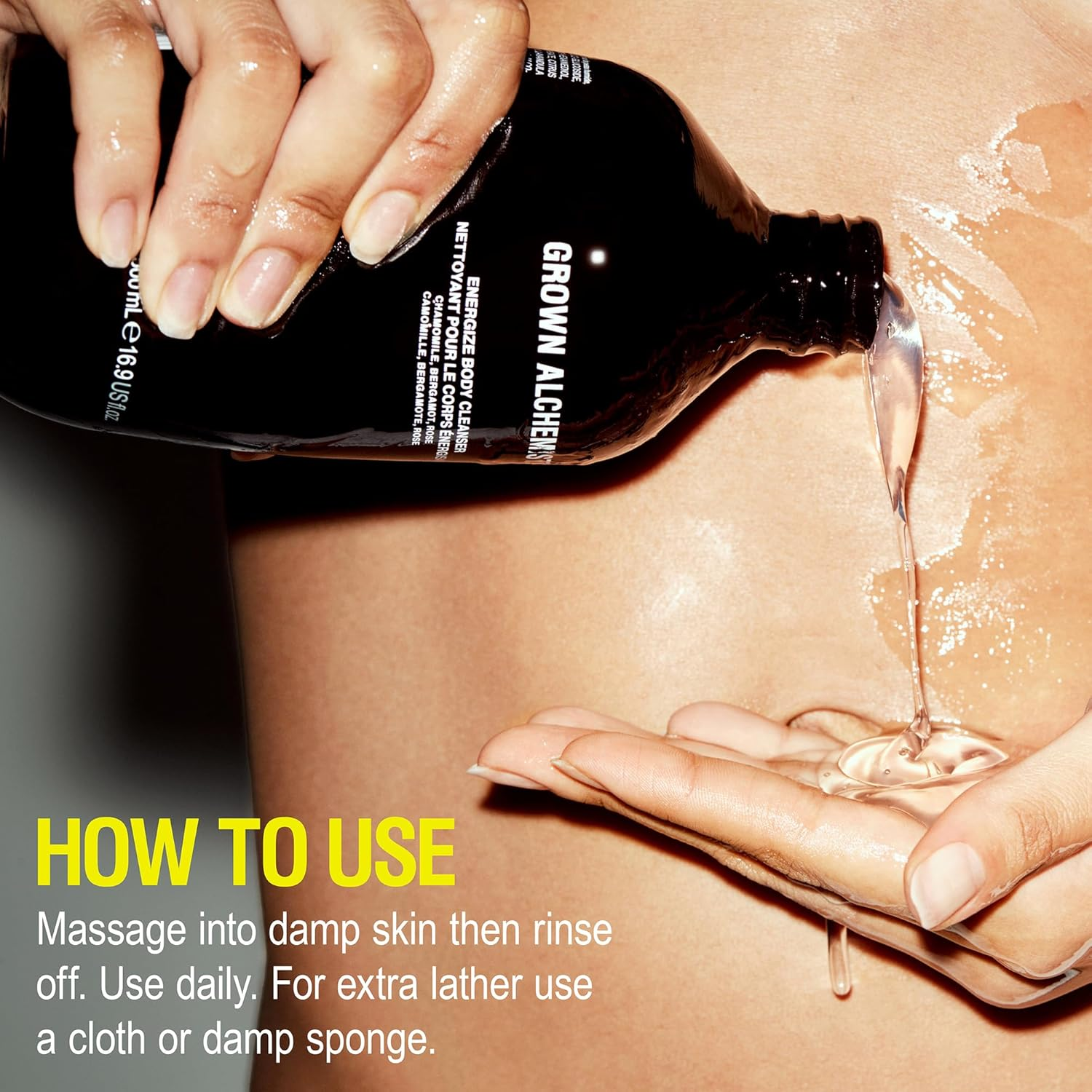 Grown Alchemist Energize Body Cleanser, Chamomile, Bergamot & Rose Body Cleanser. Gentle Body Wash That Hydrates and Cleanses Skin (300 Ml).