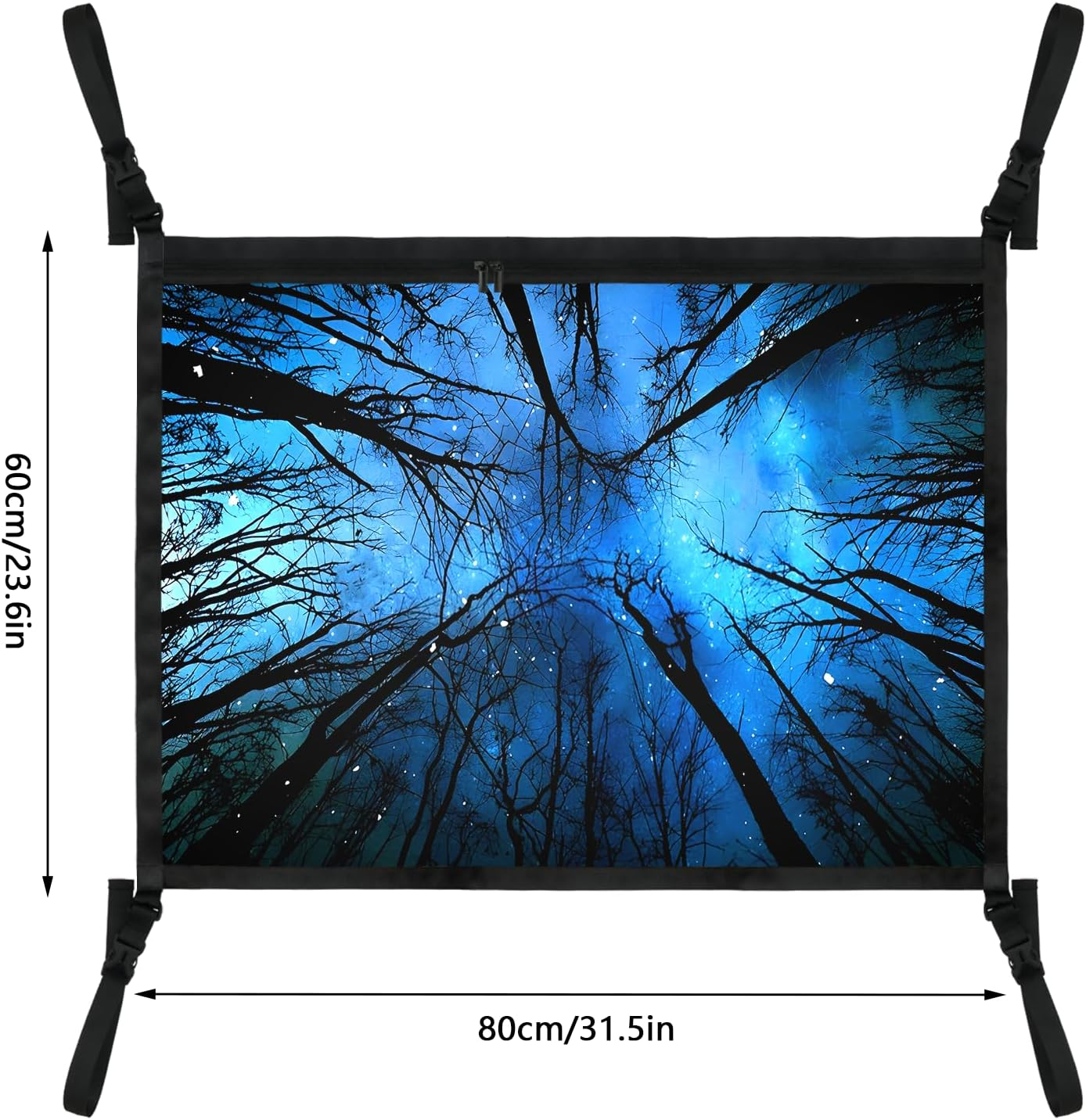Blue Starry Night Sky Fantasy Trees Car Ceiling Cargo Net Large Storage Pocket 31.5"X23.6" Adjustable Roof Double Layer Net Strengthen Loadbearing Storage Organizer for SUV Trip Camping - Blue Butterfly Print image number 2