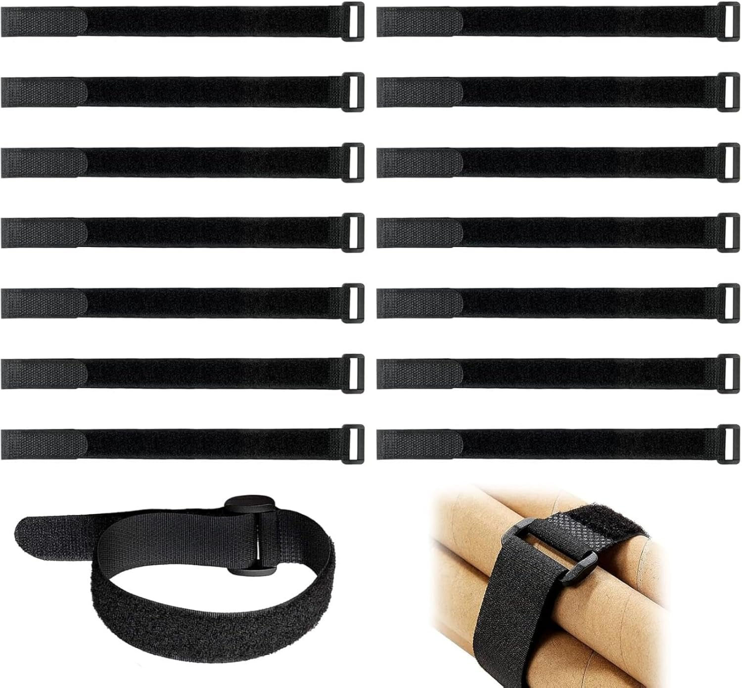 Hook & Loop Cable Straps with Buckles Reusable, Adjustable, Self-Locking Straps for Organising Cords, Wires & Camping Gear,Perfect for Christmas Cable Management（10Pcs, 3.8Cm X 30Cm） image number 3