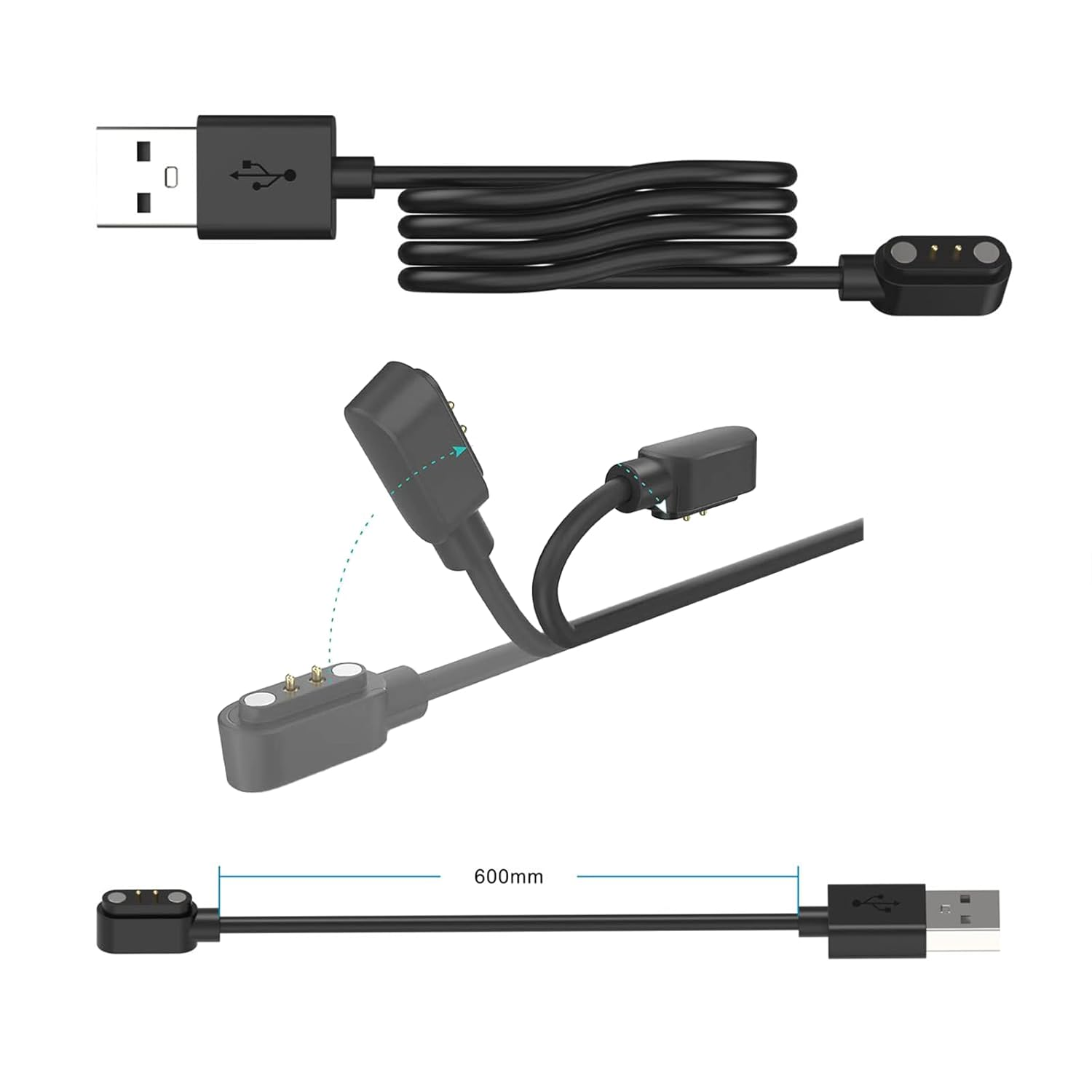 Magnetic Smartwatch Charger Cable - Compatible with Id205L/Uwatch 3S/SW025 - USB Fast Charging Cord for Multiple Devices image number 4