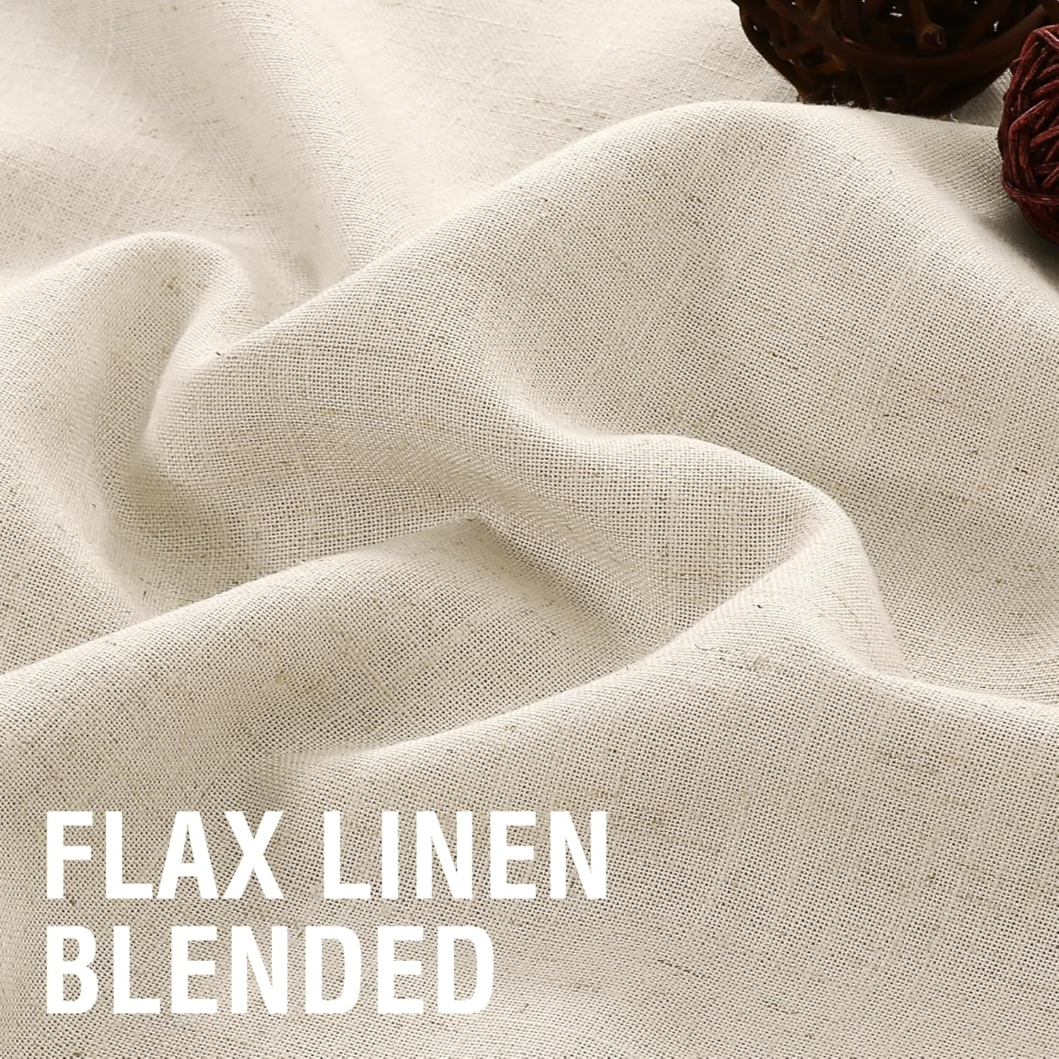 Sheer Linen Curtains for Bedroom/Living Room Semi-Sheer Curtains 213Cm Drop Eyelet Window Curtain & Drapes Light Filtering Provide Privacy(Sold Pair, Each Piece W132Cm X D213Cm，Ivory) image number 5