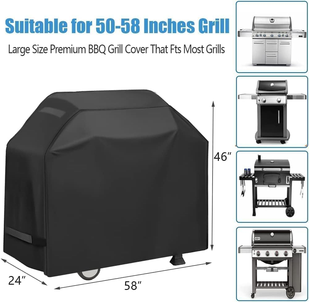 Grill Cover, Waterproof BBQ Grill Cover, 58 Inch Rip-Proof and Anti-Uv Barbecue Gas Grill Cover Compatible for Weber Char-Broil Nexgrill Grills and More image number 3