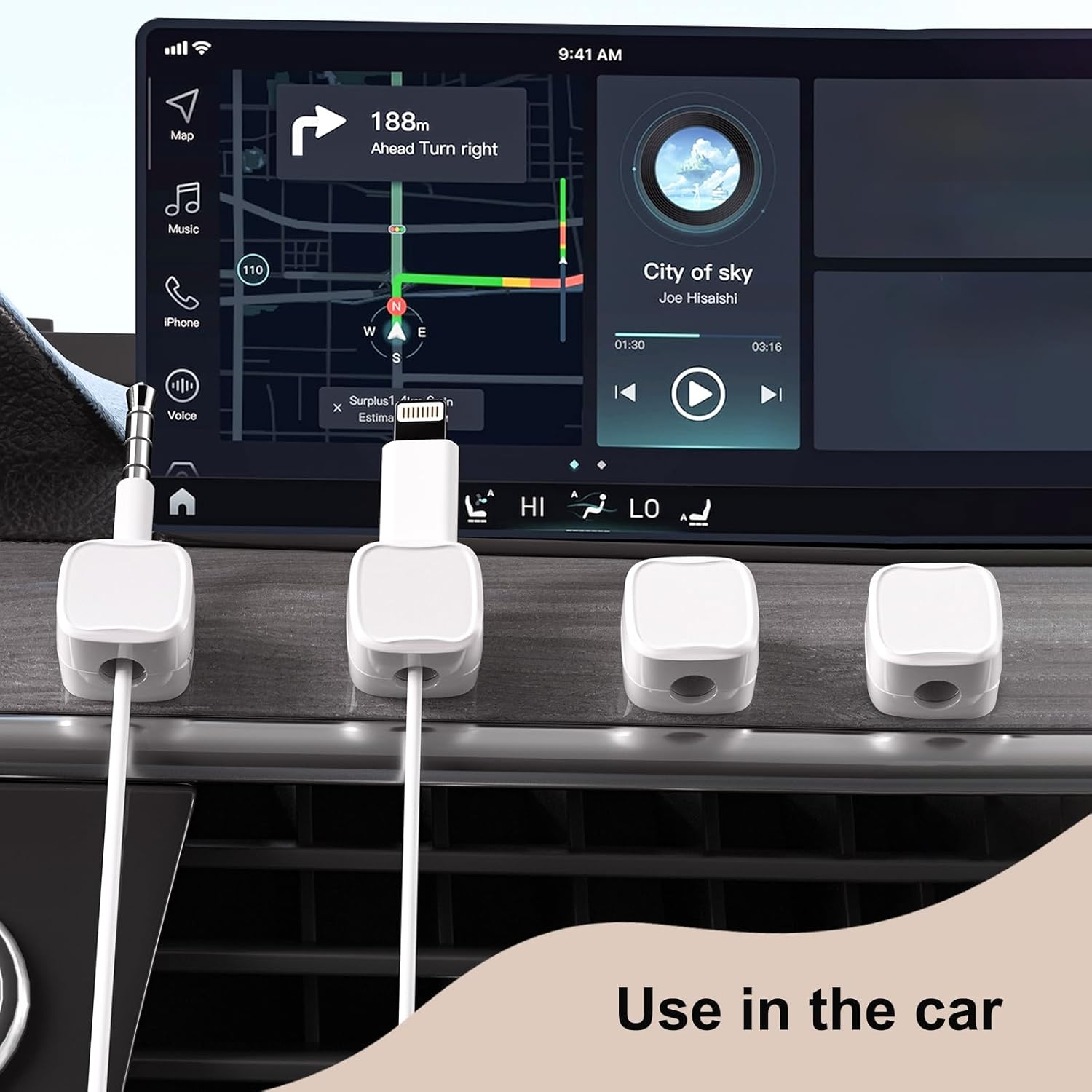 Magnetic Cord Organizer,8Pcs Cable Clips,Self Adhesive under Desk Cable Management,Cable Organizer Cable Holders for Desk, Nightstand,Phone Charger,Computer,Home,Office,Car (White) image number 2