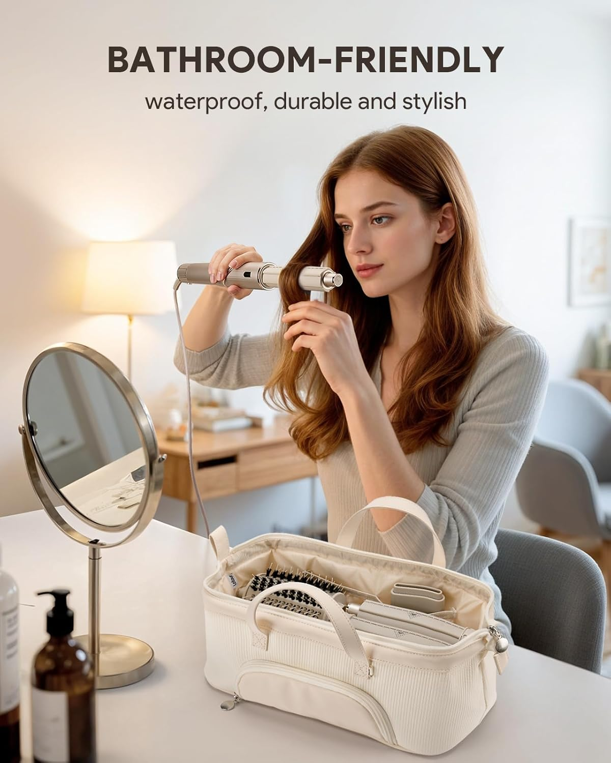 Lotour Hair Tools Travel Case Bag for Shark HD430 Flexstyle/Dyson Airwrap/Dyson Supersonic Hair Dryer, Beige, Travel image number 5