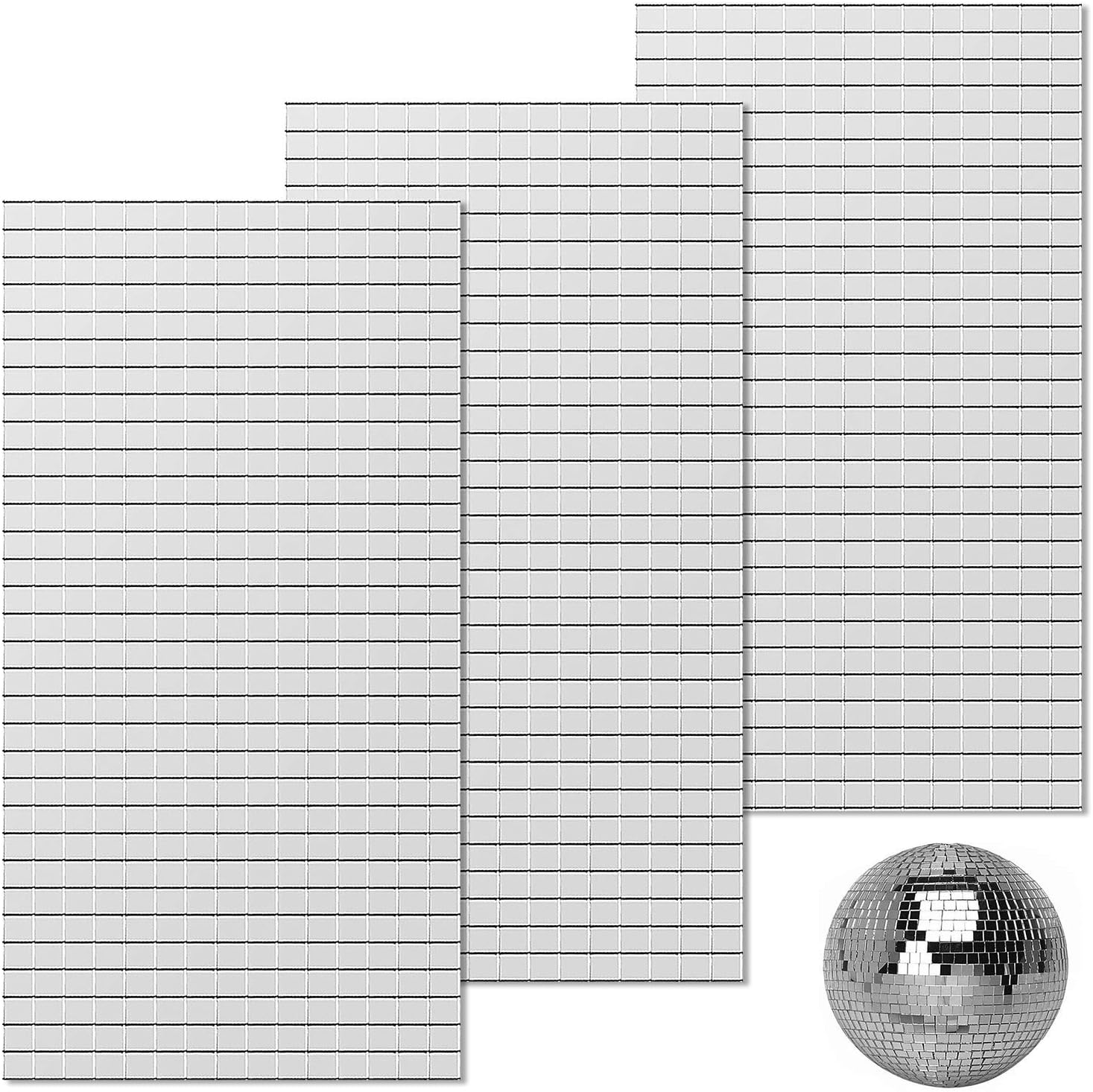 5400Pcs Self-Adhesive Mirror Tiles, Mini Square Mirrors Mosaic Tiles Sticker for Disco Ball, Art,Craft, Home Decoration (5X5Mm)