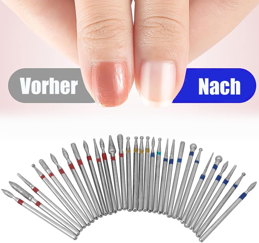 Mesee 30 Piece Nail Drill Bits, Diamond Nail Drill Set, Cuticle Drill Tools, Professional Nail Cutter Attachments, for Nail File, Manicure, Pedicure, Nail Care image number 5