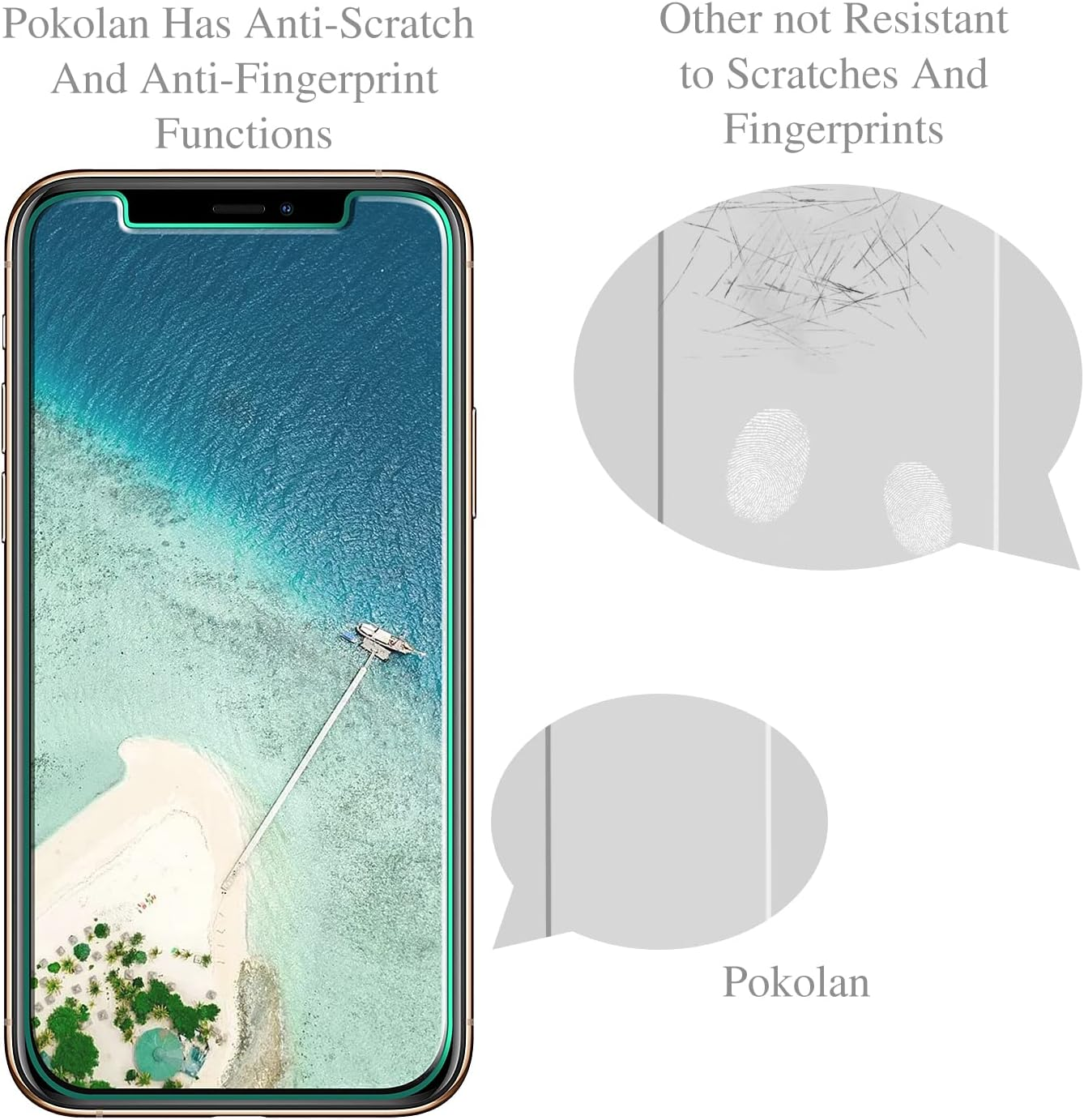 Pokolan [3 Pack] Screen Protector for Iphone 11 Pro, Iphone XS, Iphone X Tempered Glass, 9H Hardness, Case Friendly, Bubble Free, anti Scratch, Easy to Install image number 4