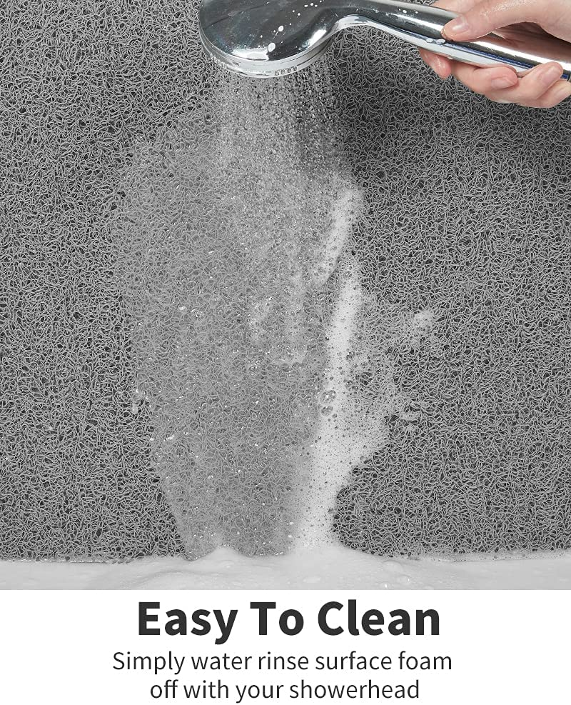 Non Slip Shower Mat, Comfortable Bath Mat for Textured Surface,Quick Drying Easy Cleaning Shower Floor Mat for Wet Area,Without Suction Cups Grey 24 X 24 image number 1