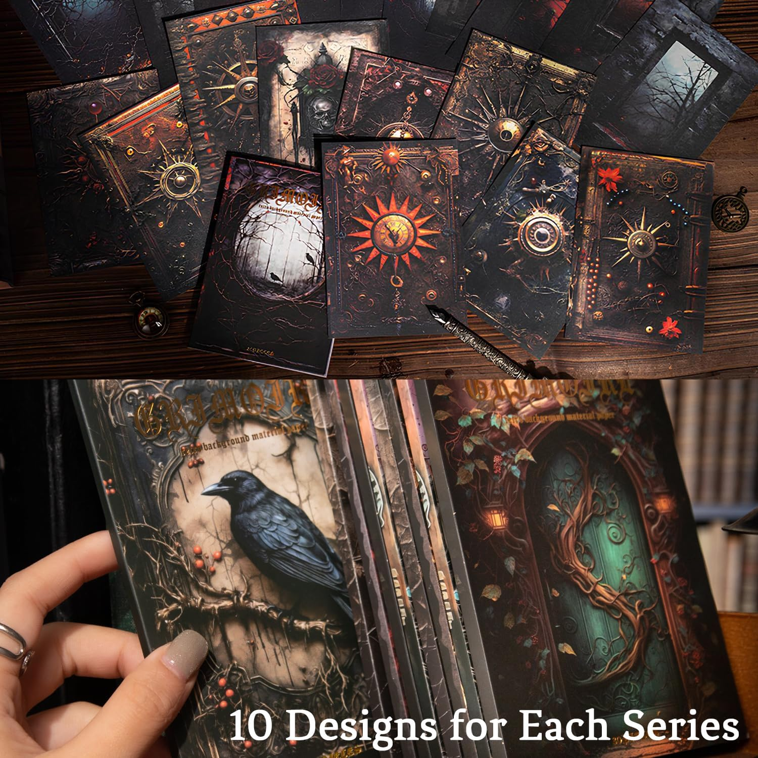 MIYOULUNA 180Pcs Vintage Gothic Scrapbook Paper, Antique Junk Journal Supplies for Scrapbooking Kit, Aesthetic Tree, Spider, Door, Book Designs for Creative Journaling, DIY Crafts image number 6