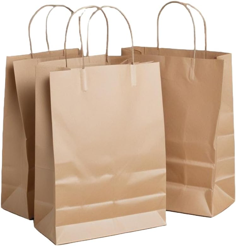 CORORIO 50 Pack Brown Kraft Paper Gift Bags with Handles,21X11X27 CM Small Bags Kraft Paper Bags for Thank You'S Day Shopping Birthday Grocery Retail Business Party image number 2