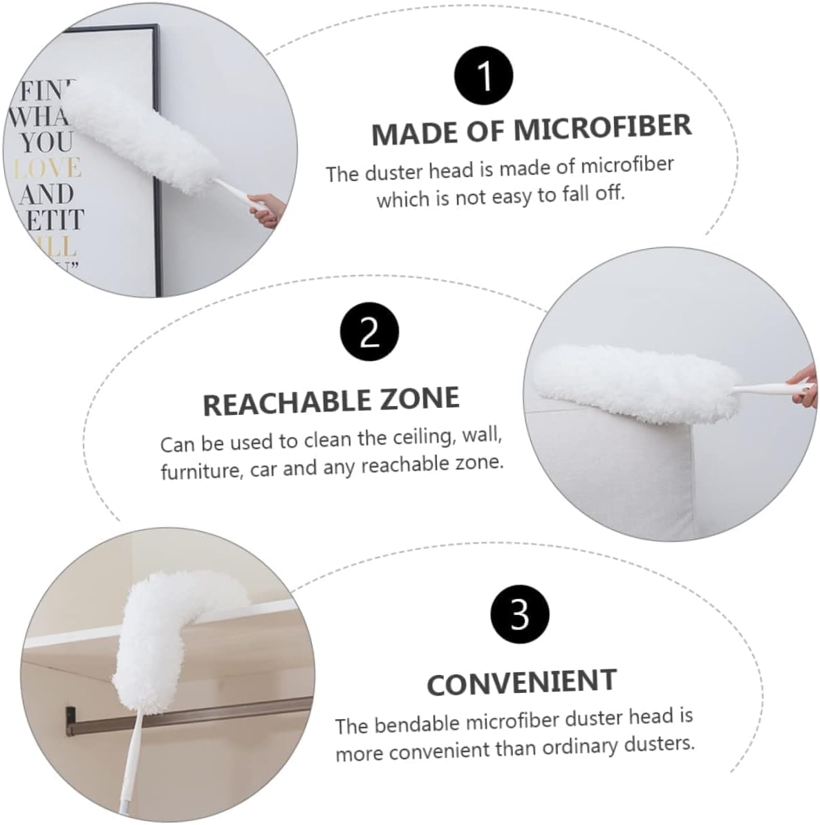 Duster Hand Dusting Tool Ceiling Duster Bendable Dusting Brush Microfiber Broom Electrostatic Duster Whisk Broom for Car Dust Sweeper Microfiber Feather Dusters for Cleaning Tools/264 image number 2