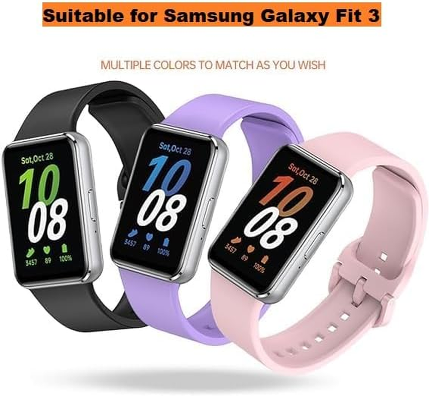 Compatible for Samsung Galaxy Fit 3 Watch Bands, Soft Silicone Replacement Straps Adjustable Sport Wristbands for SAMSUNG Galaxy FIT 3 SM-R390 Smartwatch Bands for Women&Men image number 4
