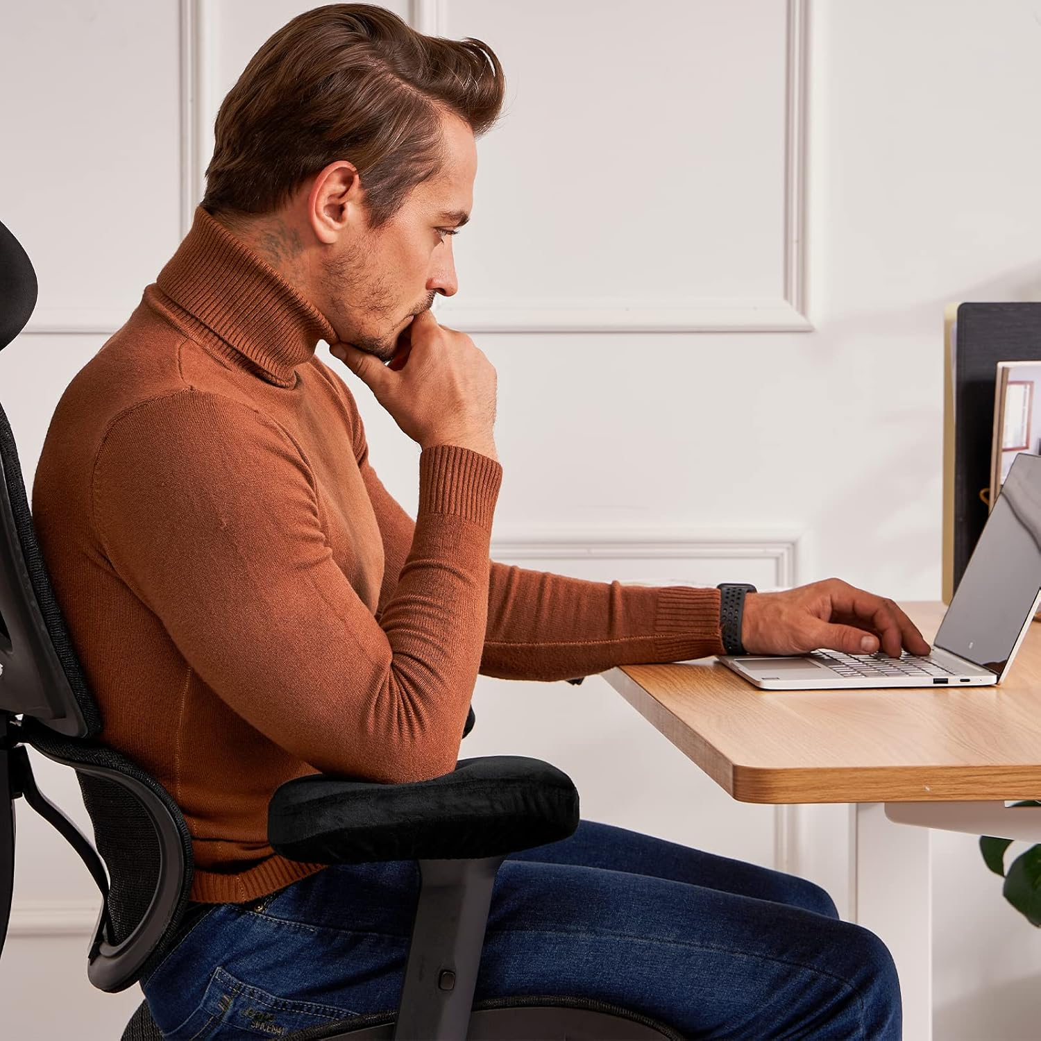 Office Chair Armrest Covers Comfort Memory Foam Armrest Pads for Office Chair Gaming Chair Arm Rest Covers for Elbows Ergonomic Armrest Pillow Pads for Desk Chair (Black, Set of 2)&hellip;