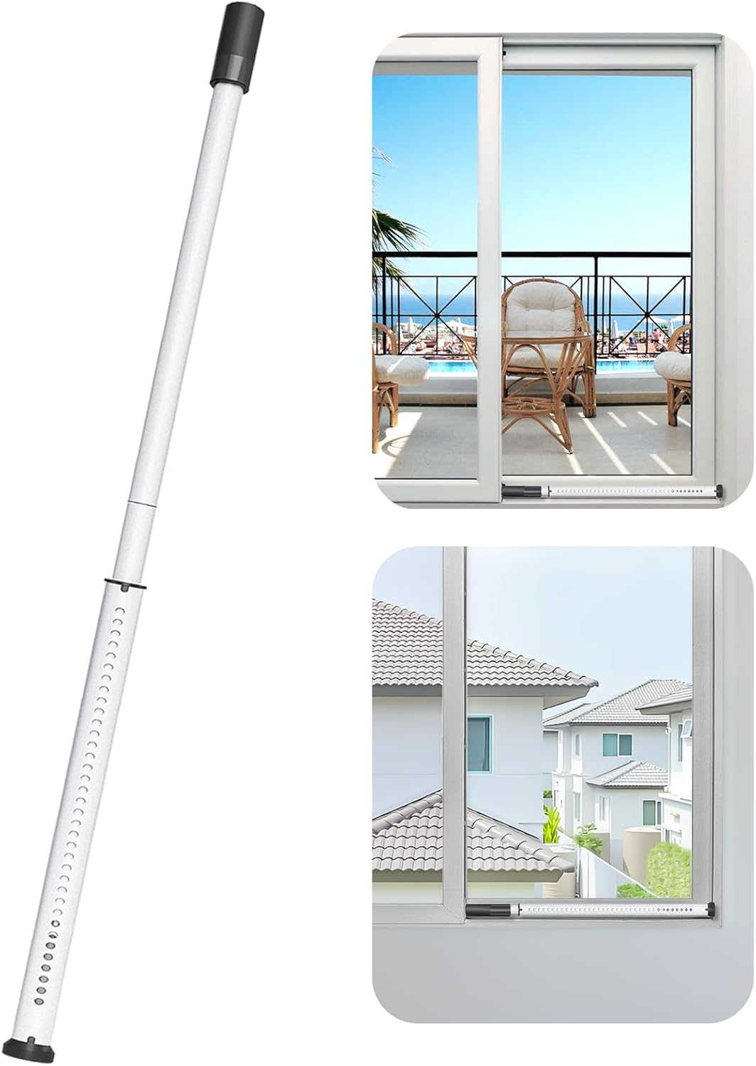 Acemining Sliding Door Security Bar,Heavy Duty Sliding Patio Door Lock Bar, 20-50Inch Adjustable Multi-Use Window Security Bars, Sliding Door Stopper,White,1Pack image number 6