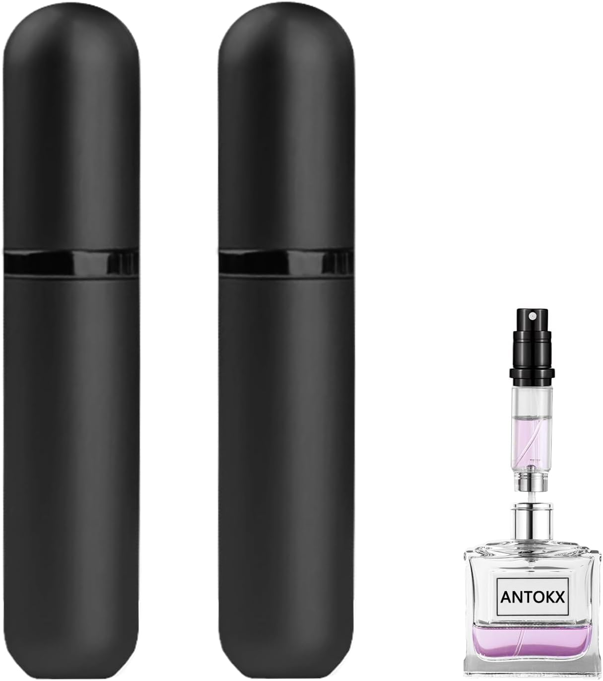 Perfume Travel Refillable Bottle Atomiser - 2-Pack 5ML ANTOKX Perfume Atomizer, Perfume Refill Bottle, Leakproof Portable Perfume Sprayer for Women and Men (Black & Black) image number 1
