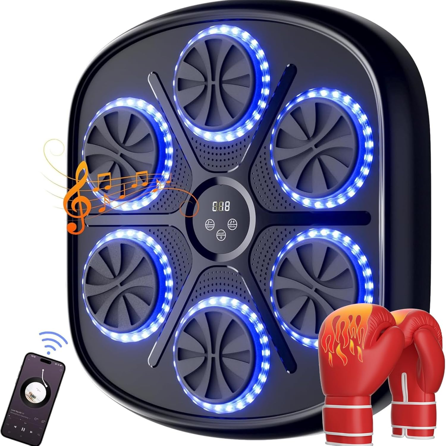 Advwin Music Boxing Machine, Smart Boxing Training Machine Wall Mounted Electronic Boxing Target, Boxing Music Workout Machine Punching Equipment for Kids Adults Home Reaction Strength Workout - Gear Shape - Adjustable Modes image number 5