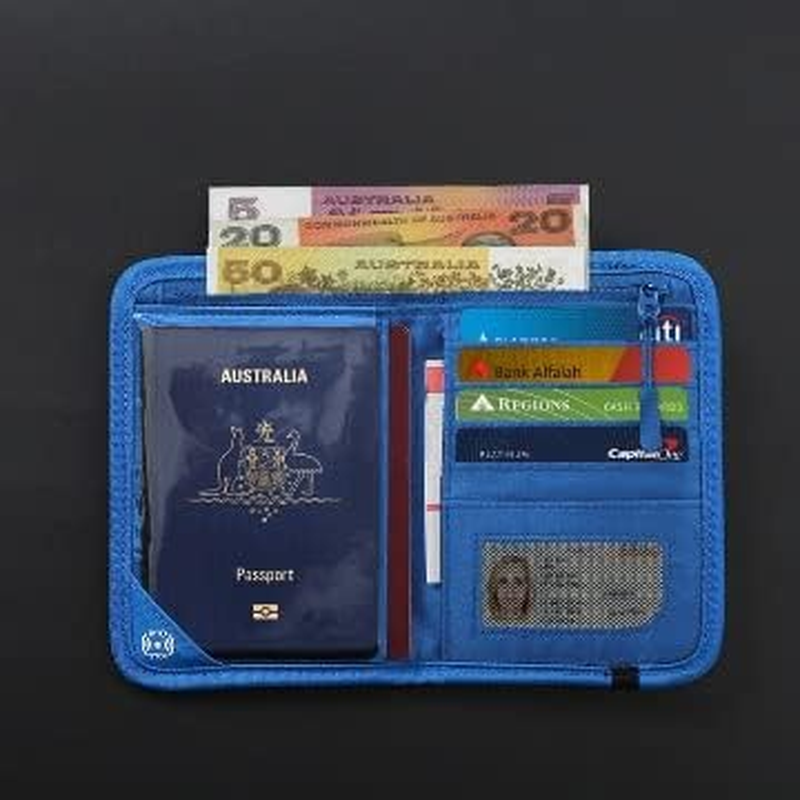 Paton Travel Australia Passport Holder &ndash; Waterproof RFID Blocking Passport Wallet for 2 Passports, Cards, Money & Documents &ndash; Vibrant Blue, Compact with Adjustable Strap image number 4