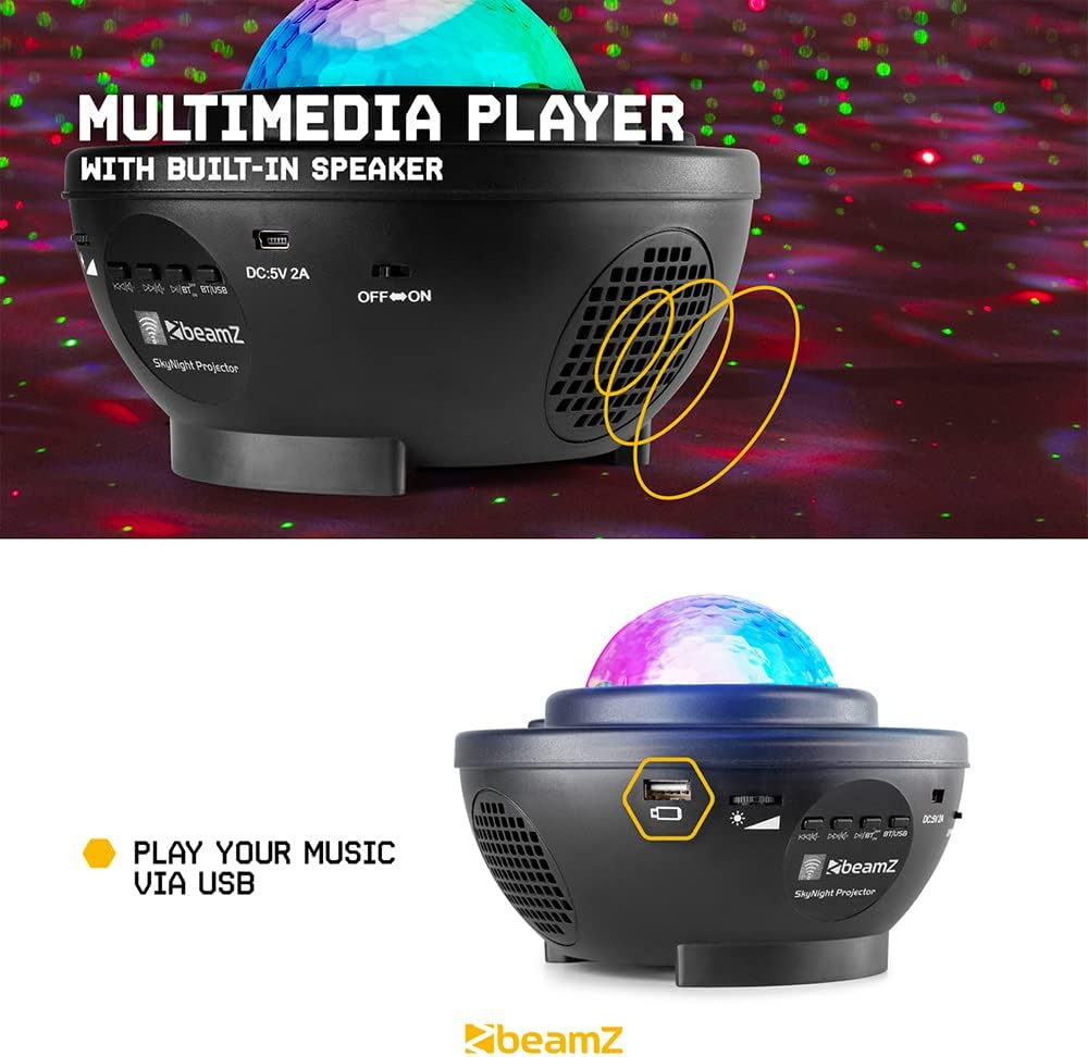 Beamz SKYNIGHT LED Galaxy Sky Star Night Projector Room USB RGBW Remote Kids Baby Lamp Party image number 3