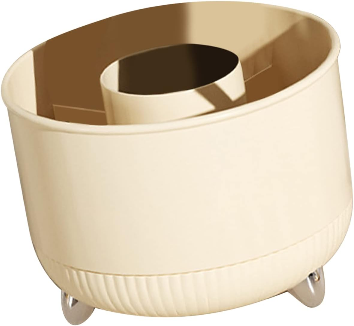 Jeffergarden Makeup Brush Holder White Makeup Brush Organizer Holder Organizer Cosmetic Storage Display Case 360 Degrees Rotating for Eyebrow Pencils Lipsticks (5 Grids) image number 5