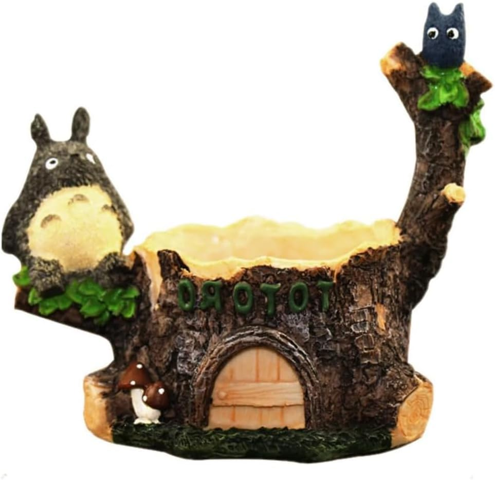 Succulent Pot,Small Garden Pots,Cartoon Flower Planter,Resin Flowerpot, Mini Home Decoration,With Drainage, Cute Resin Totoro Flower Planters Decoration, Handicraft Mini Plant Pots for Small Planter