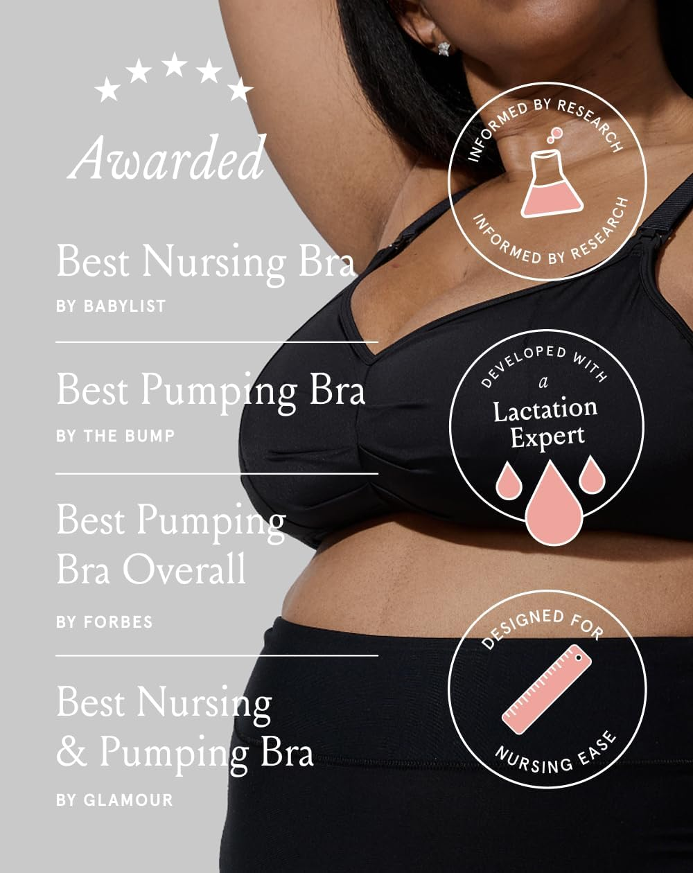Bodily - Nursing, Pumping, Maternity Bra - Hands-Free and Wearable Pump Compatible - S-3X image number 2