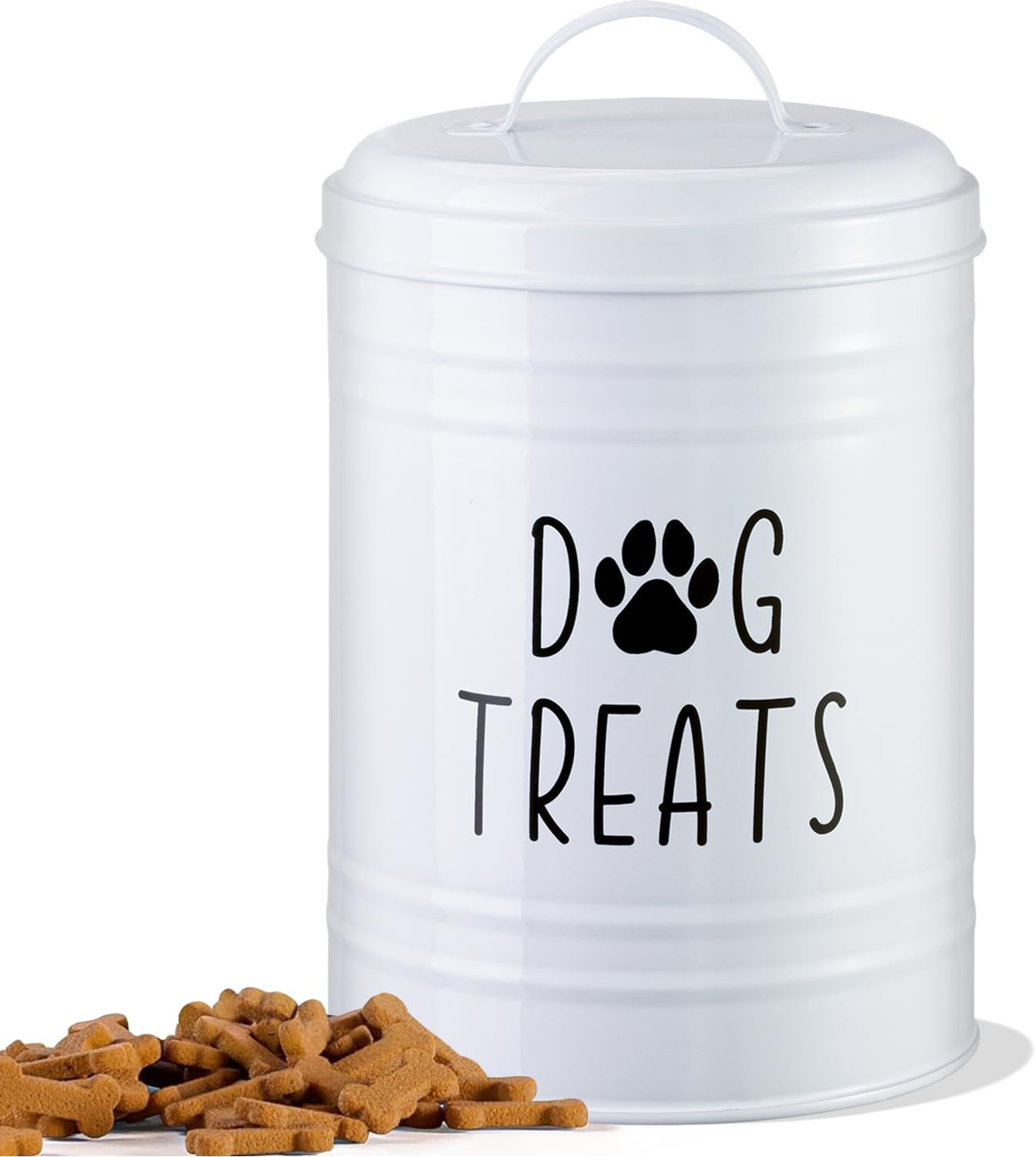 Dog Treat Container Airtight, Dog Treat Jar Set of 2 with Lid - 9X5.5''&7X4'' Metal Dog Cookie Jar for Farmhouse Kitchen Counter, Green Pet Treat Container, Dog Treat Storage Container for Dogs, Cats - Black - Single image number 7