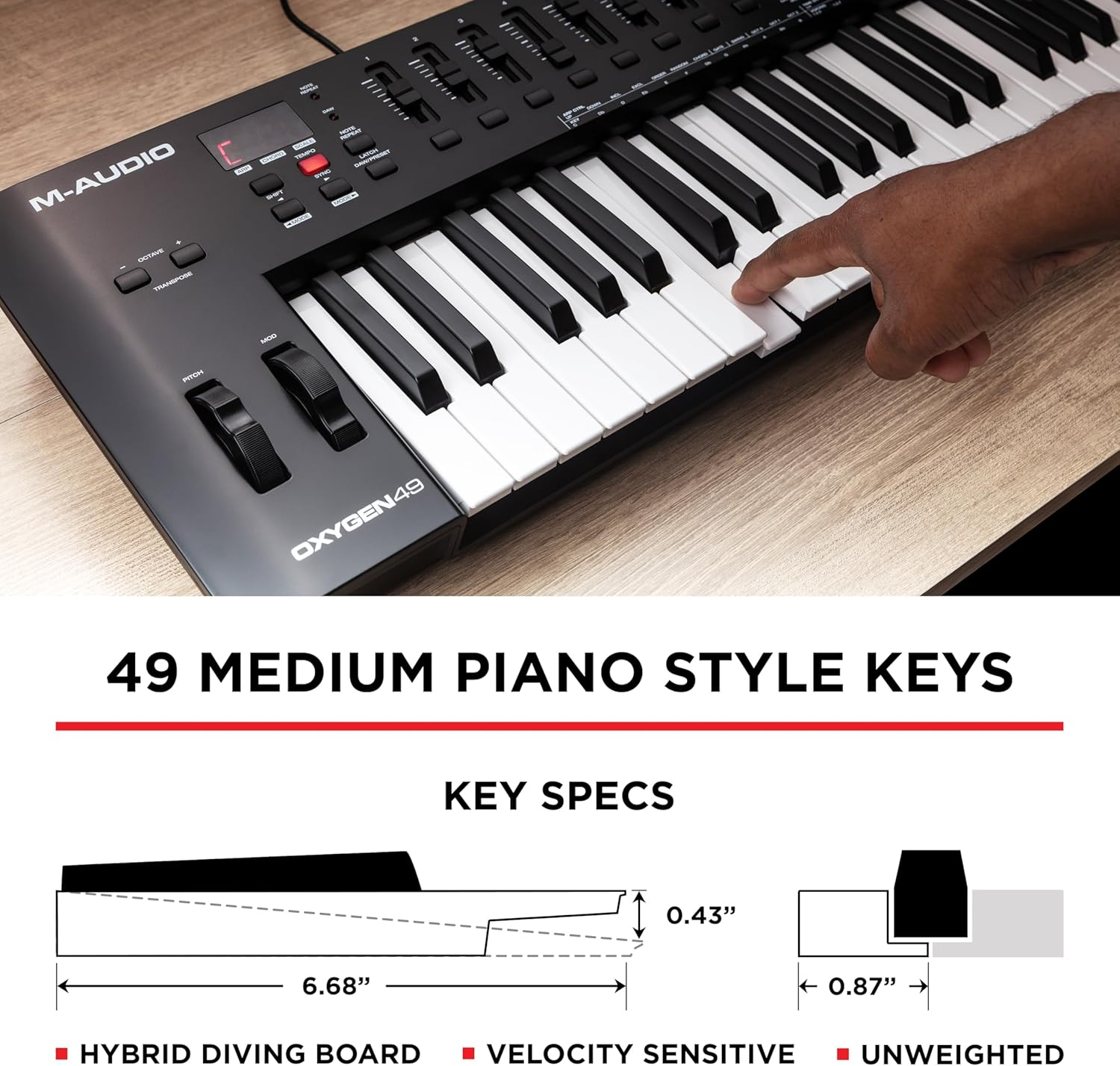M-Audio Oxygen 49 (MKV) &ndash; 49 Key USB MIDI Keyboard Controller with Beat Pads, Smart Chord & Scale Modes, Arpeggiator and Software Suite Included image number 6